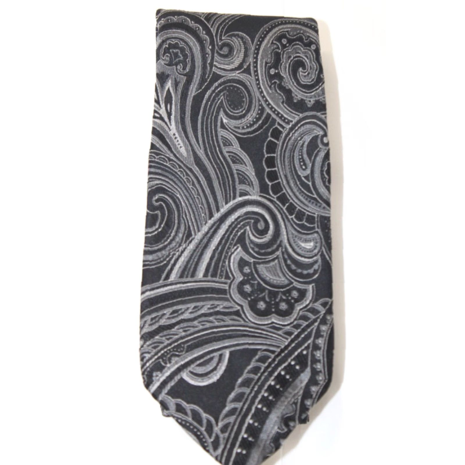 Vintage Donald J. Trump Tie Men's 61" X 3 1/4" Black Silk Paisley Luxury Hand Made Size ONE SIZE - 2 Thumbnail