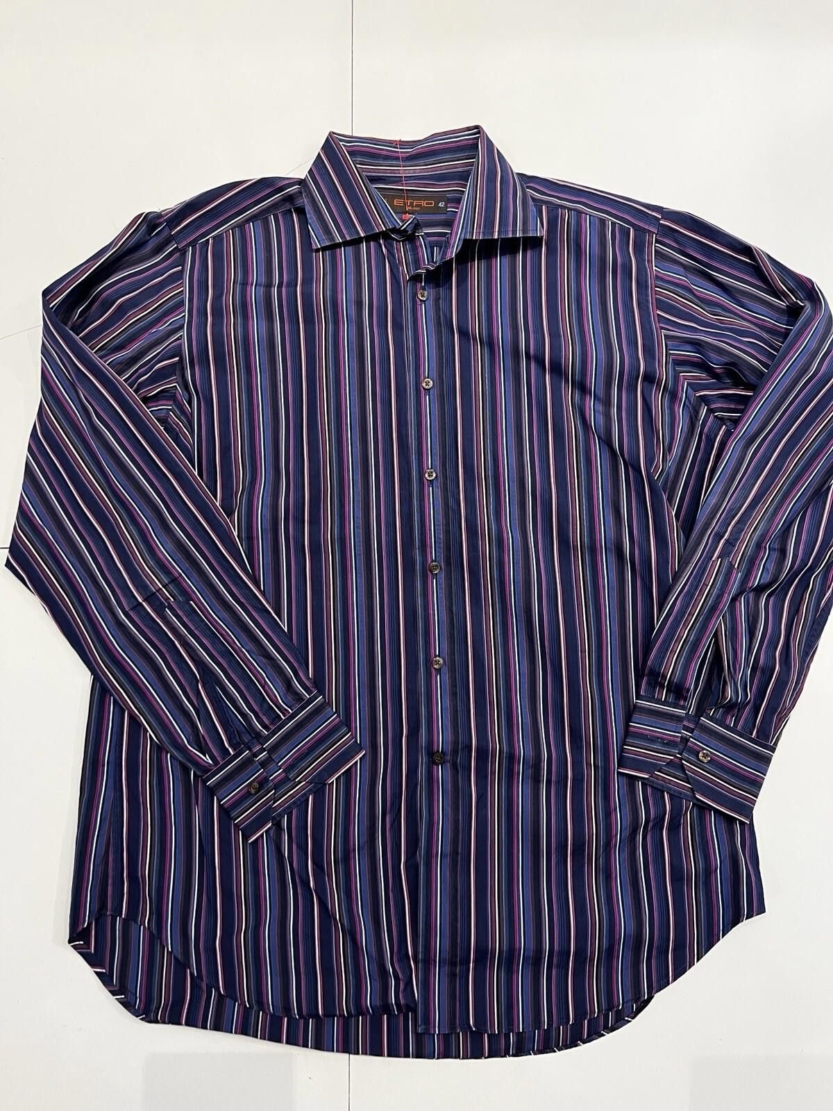 Etro ETRO Milano Men's Purple Striped Button-Down Shirt Large 42 Size US L / EU 52-54 / 3 - 1 Thumbnail