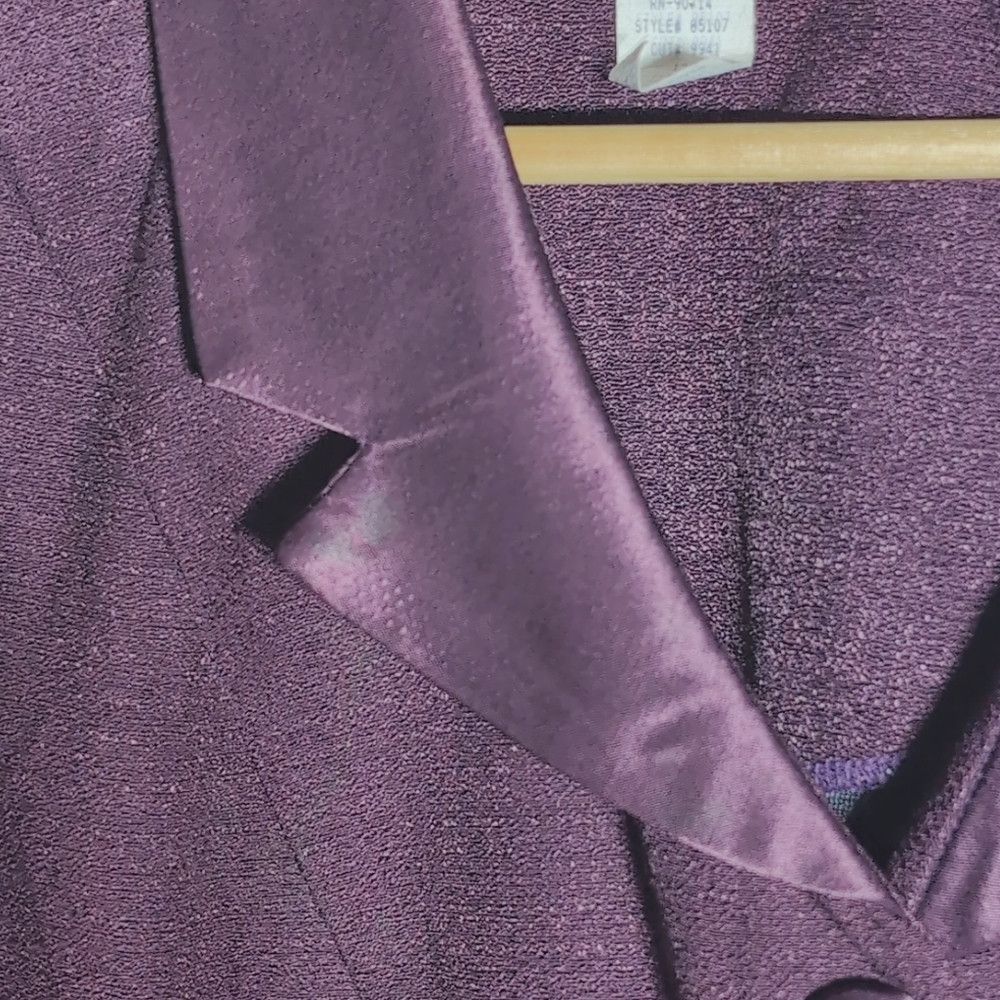 Other Vintage Sz 12 Purple Women's Jacket by J.B.S. Satin Collar Size XL / US 12-14 / IT 48-50 - 3 Thumbnail