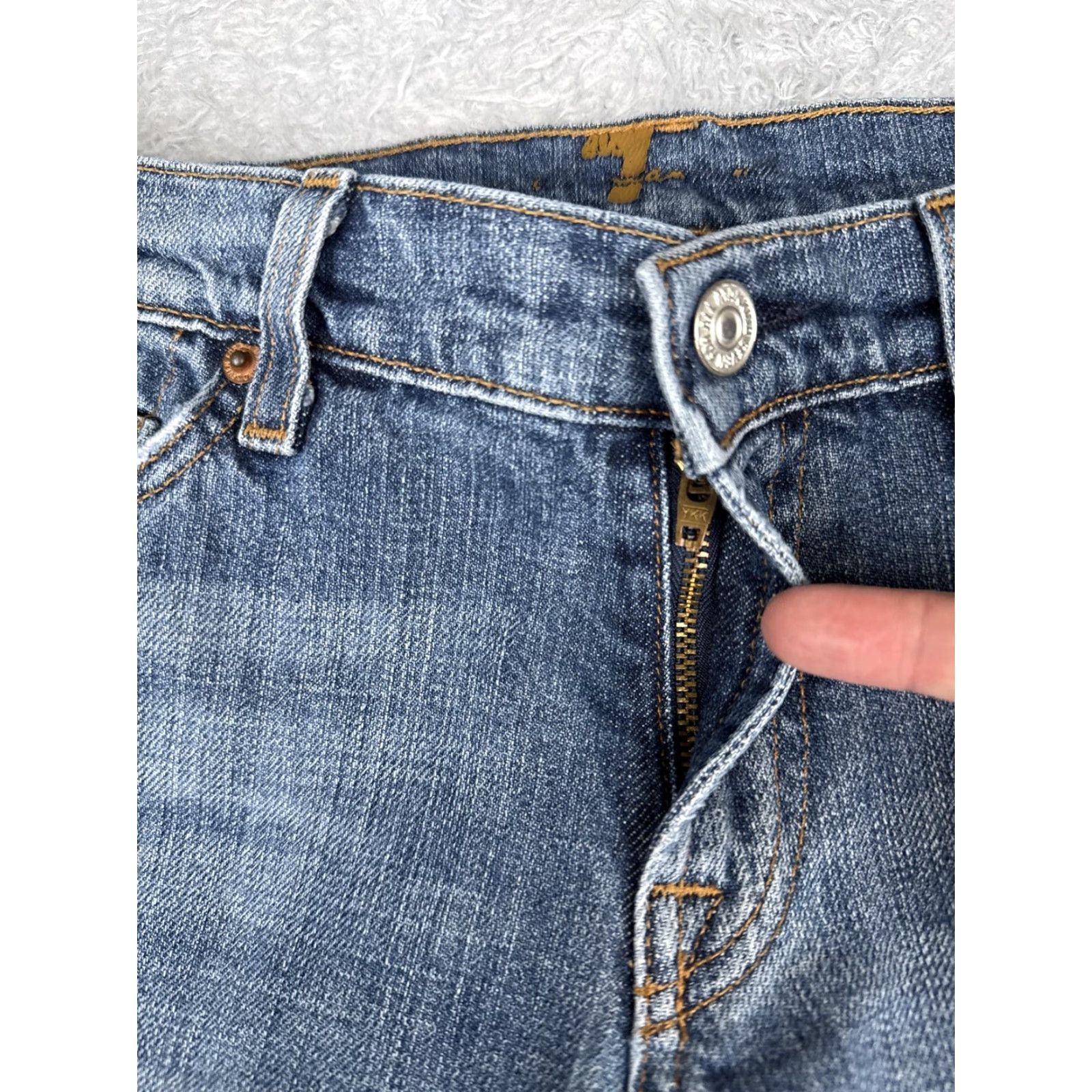 7 For All Mankind 7 For All Mankind Jeans Womens 28 Blue Low Rise Straight Stretch Denim 28x26 Size 28" / US 6 / IT 42 - 5 Thumbnail