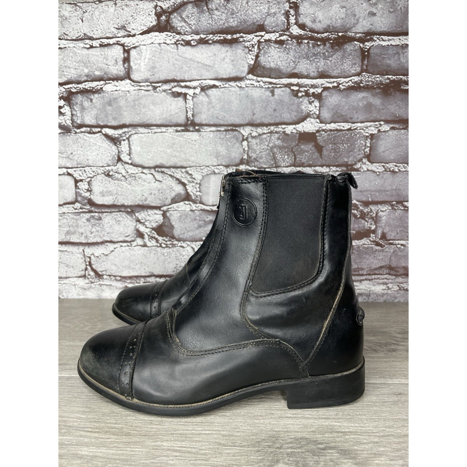Justin Justin Black Leather Front Zip Jodhpur Cap Toe Boots Women S Size US 7 / IT 37 - 13 Thumbnail