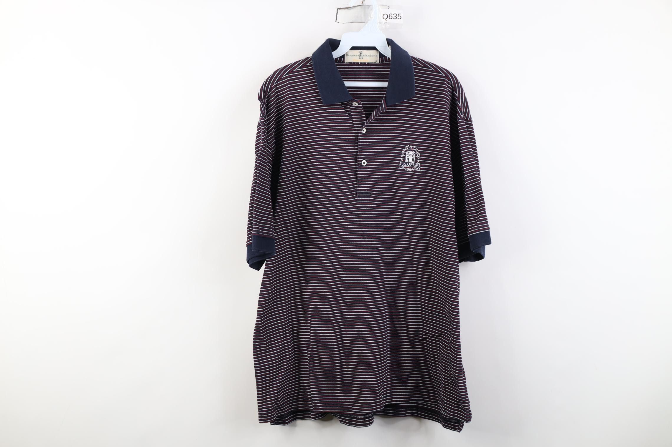 Vintage Vintage Y2K 2003 US Open Olympia Fields Striped Polo Shirt Size US L / EU 52-54 / 3 - 1 Thumbnail