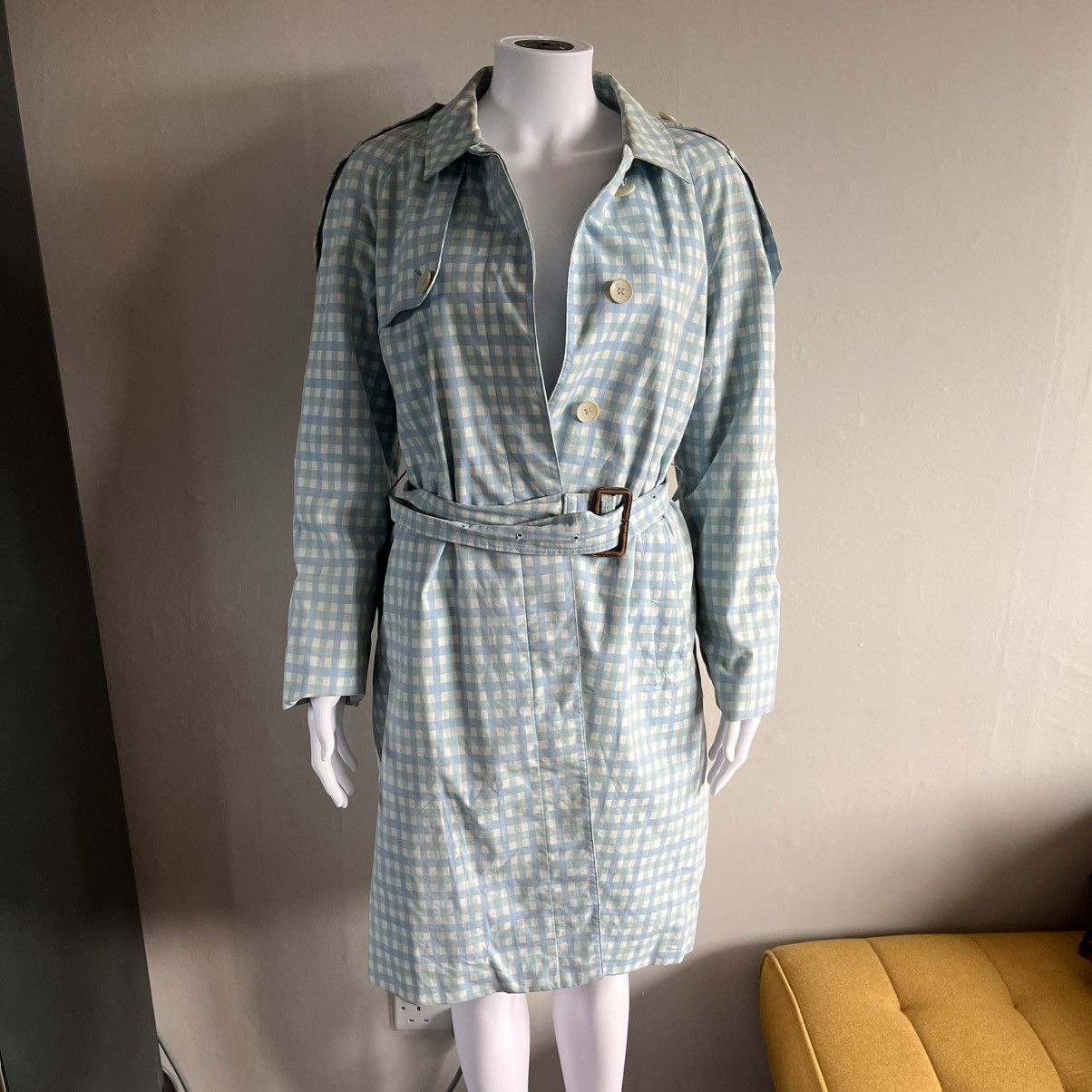 Aquascutum Aquascutum Baby Blue Club Check Vintage Trench Coat Size M / US 6-8 / IT 42-44 - 13 Thumbnail