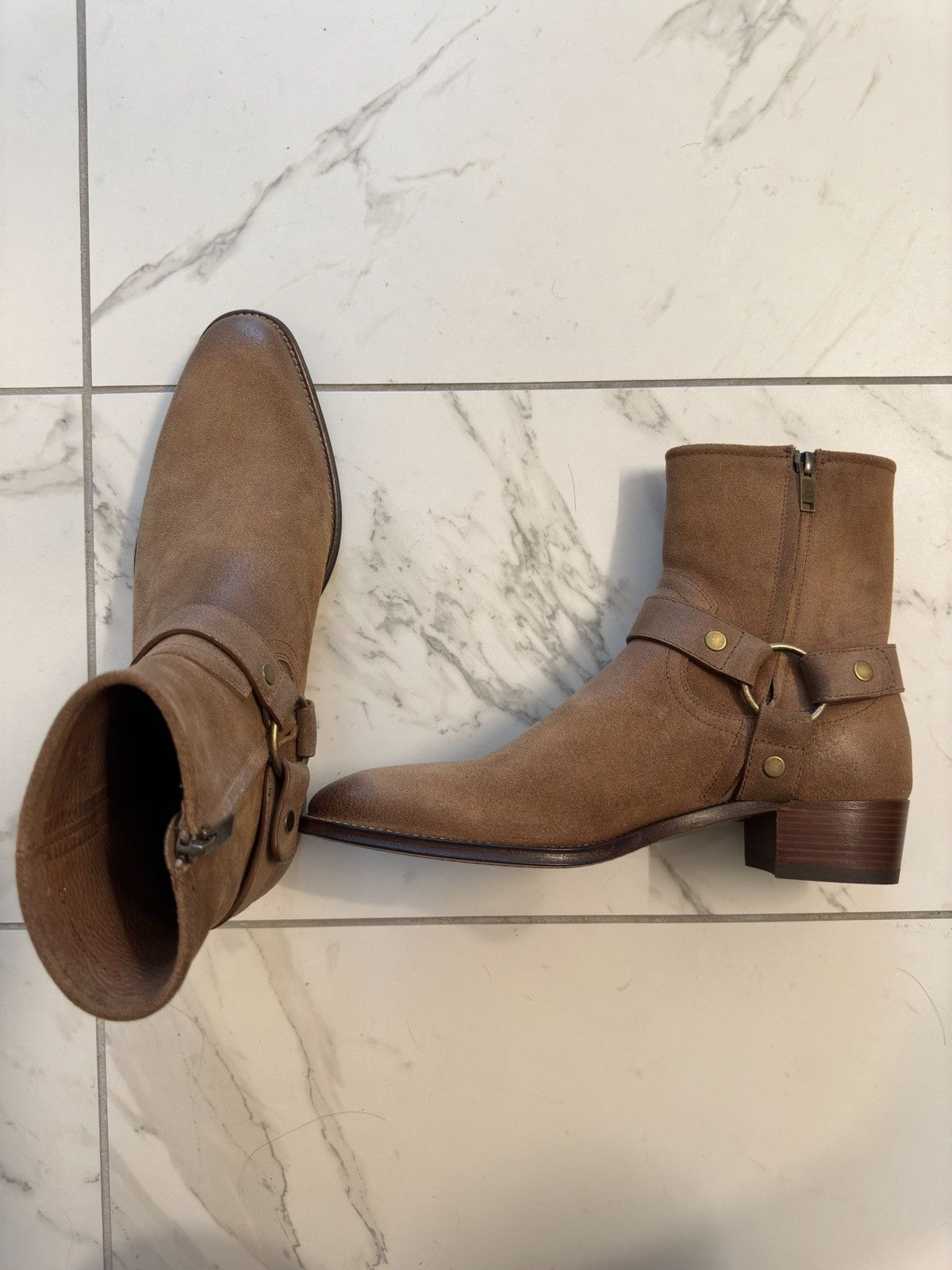 Saint Laurent Wyatt Harness Ankle Boots sz43