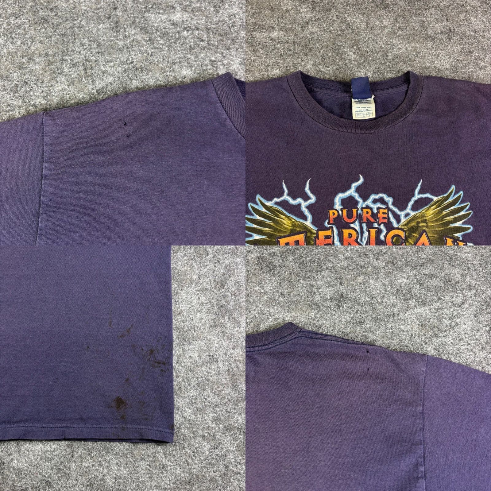 Vintage VINTAGE Pure American Eagle Live Free Graphic T Shirt Mens Large Purple Y2K Size US L / EU 52-54 / 3 - 8 Thumbnail