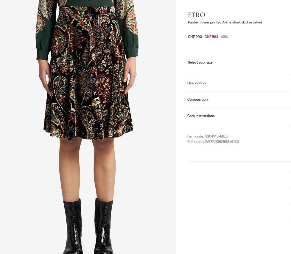 Etro ETRO flower printed A-line velvet skirt. Size 48 Size 34" / US 12 / IT 48 - 4 Thumbnail