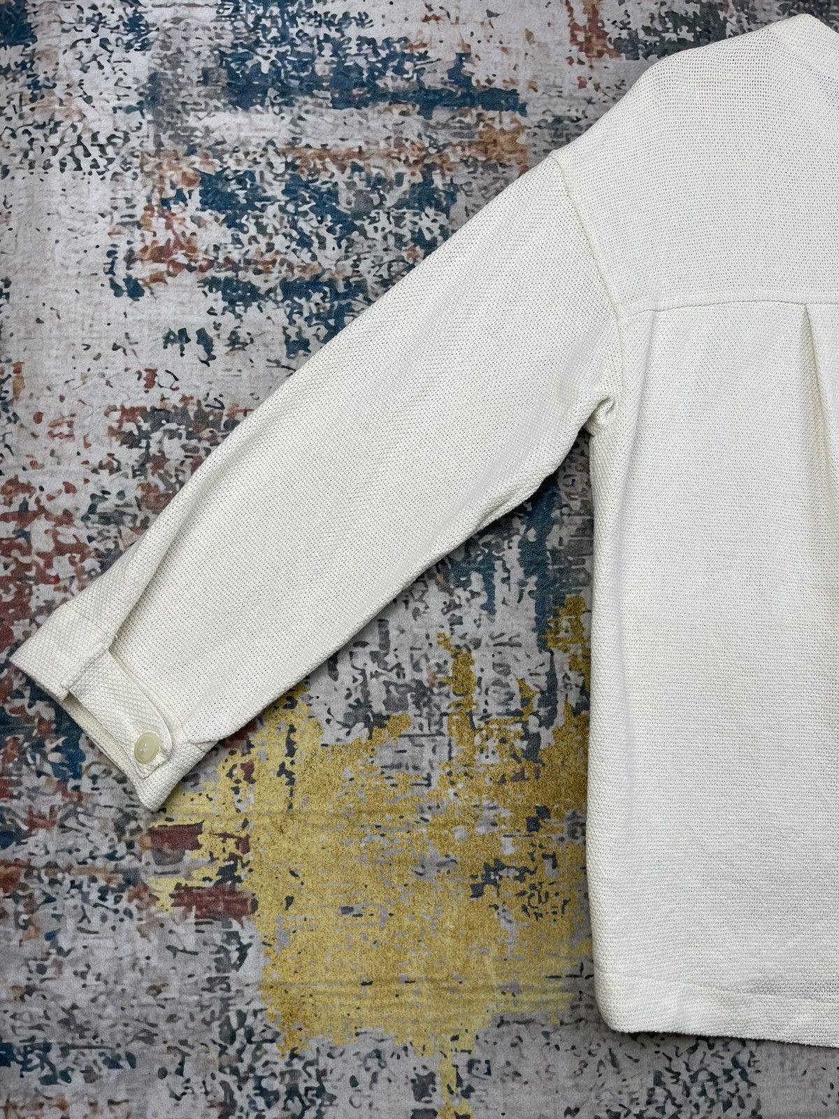 Comme Ca Ism Japanese Onigiri Cream Collarless Knitted Jackets Size ONE SIZE - 5 Thumbnail