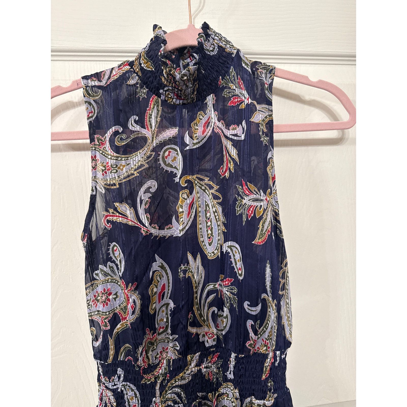 Nanette Lepore Nanette Lepore Chiffon Mock Neck Metallic Paisley Dress,2 Size XS / US 0-2 / IT 36-38 - 2 Thumbnail