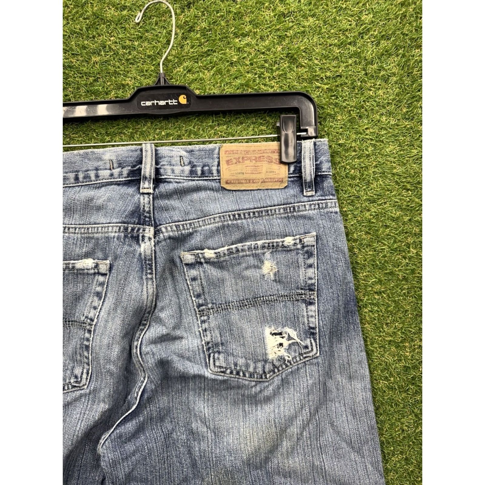 Express Express Jeans Precision Fit Mens 33x32 Quince Bootcut Light Wash Denim Distress Shirt Size US 32 / EU 48 - 4 Thumbnail