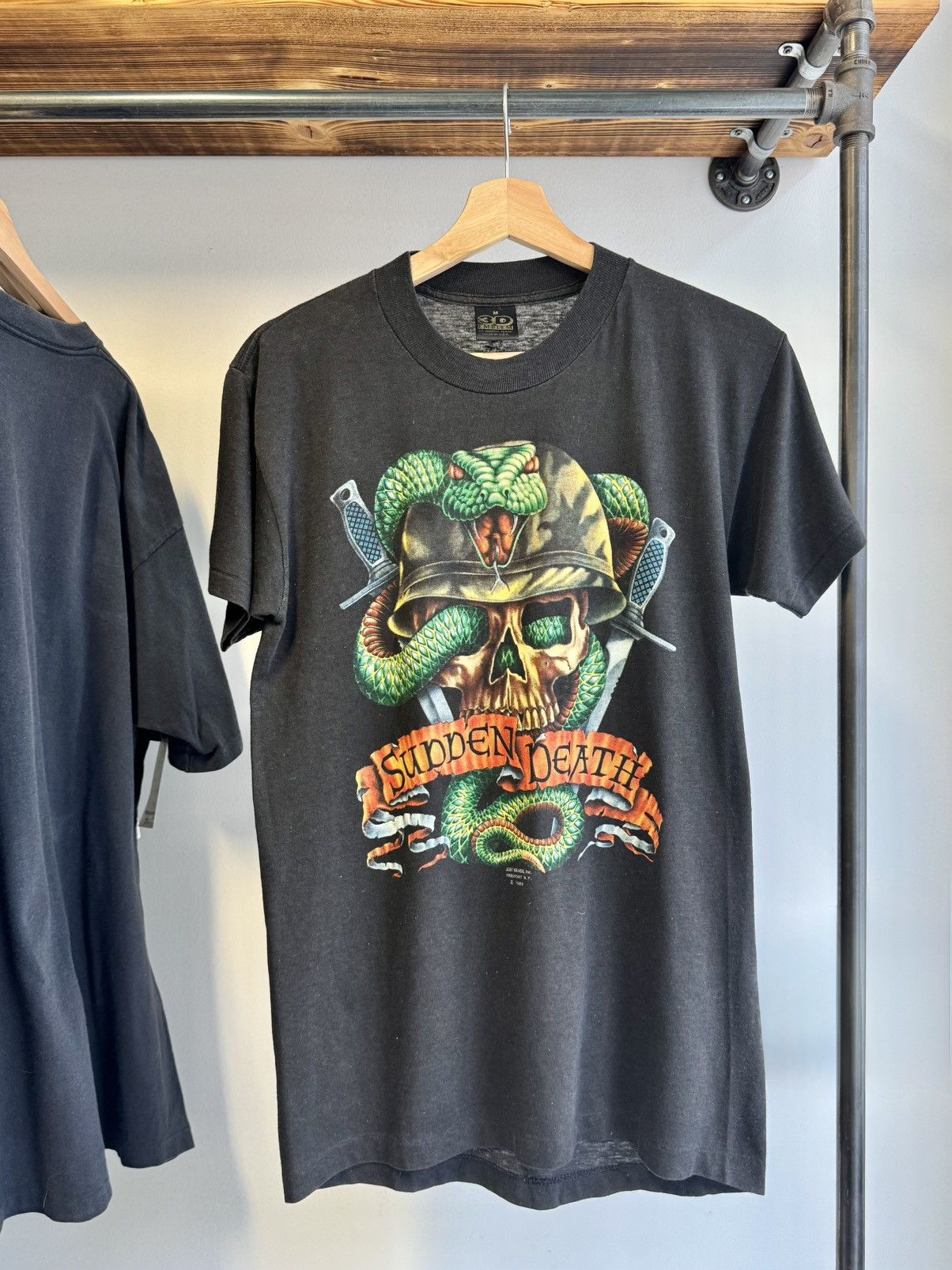 Vintage 1989 Sudden Death Just Brass 3D Emblem tee