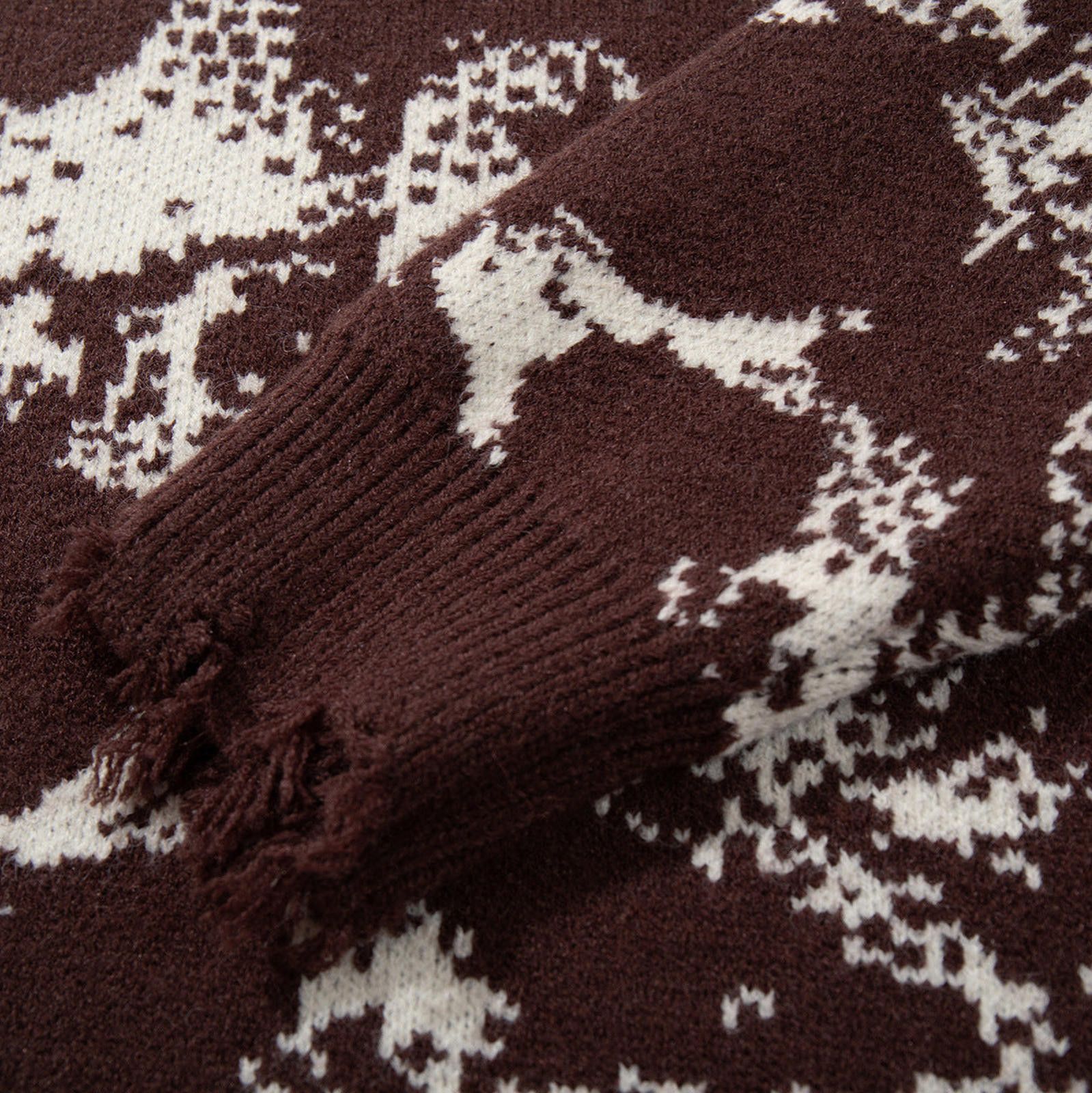 Japanese Brand Cross Brown White Distressed Crew Neck Sweater Size US M / EU 48-50 / 2 - 3 Thumbnail