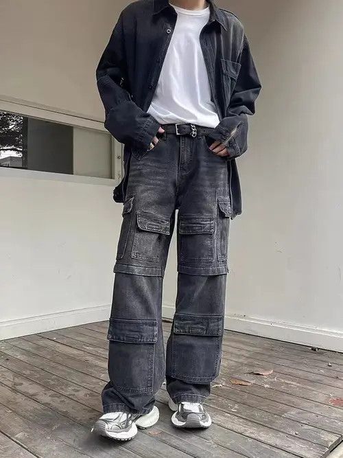 Japanese Brand × Jean Retro washed heavy duty functional multi-pocket work jeans Size US 32 / EU 48 - 1 Thumbnail