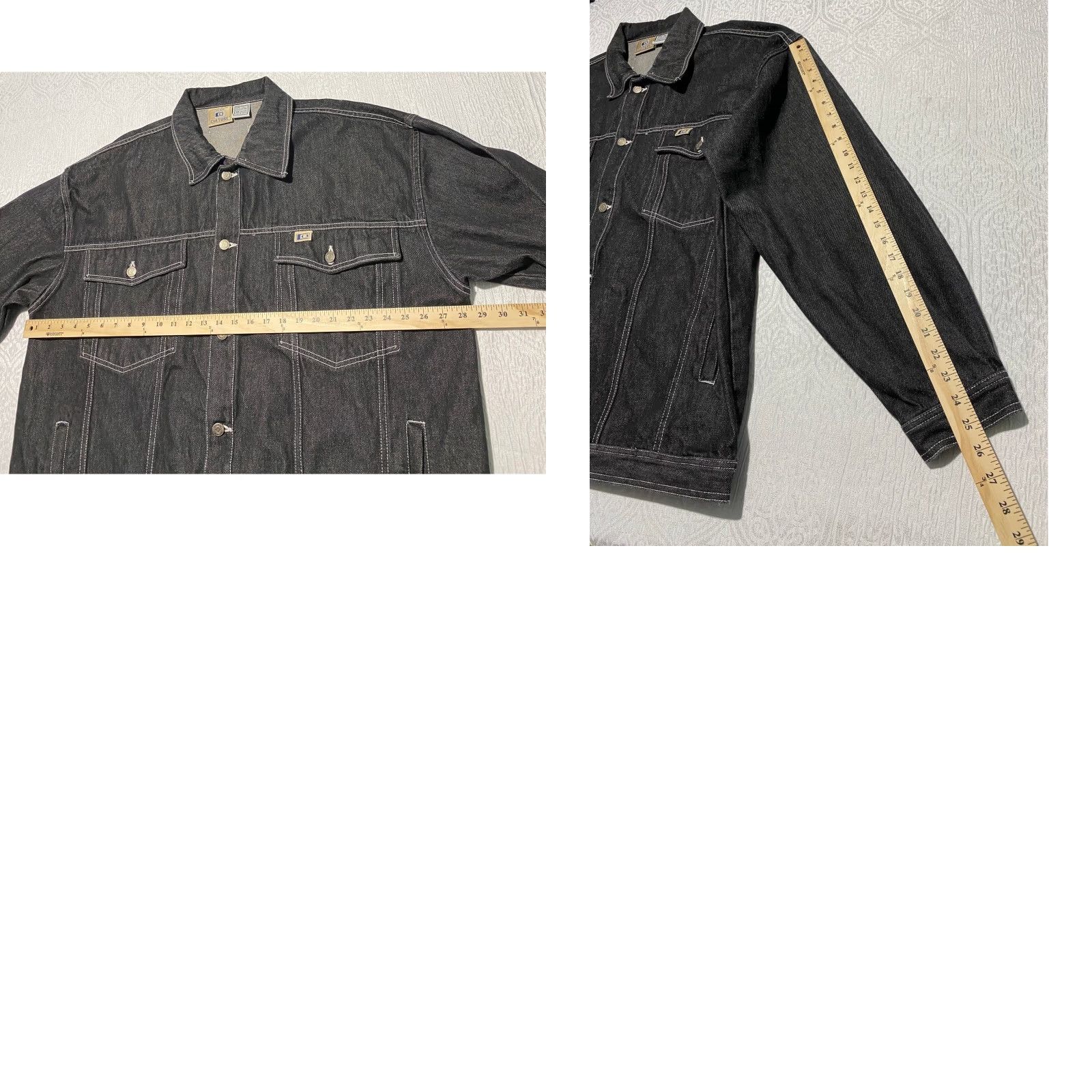 Vintage Culture Denim Jacket Black Mens 2XL Cotton Trucker Style Shirt Jacket Casual Spring Fall Mens Size US 39 - 8 Thumbnail