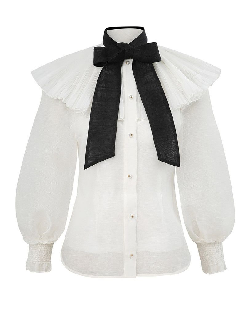 Zimmermann oc11z0226 Illuminate Pierrot Shirt In White Size L / US 10 / IT 46 - 1 Thumbnail