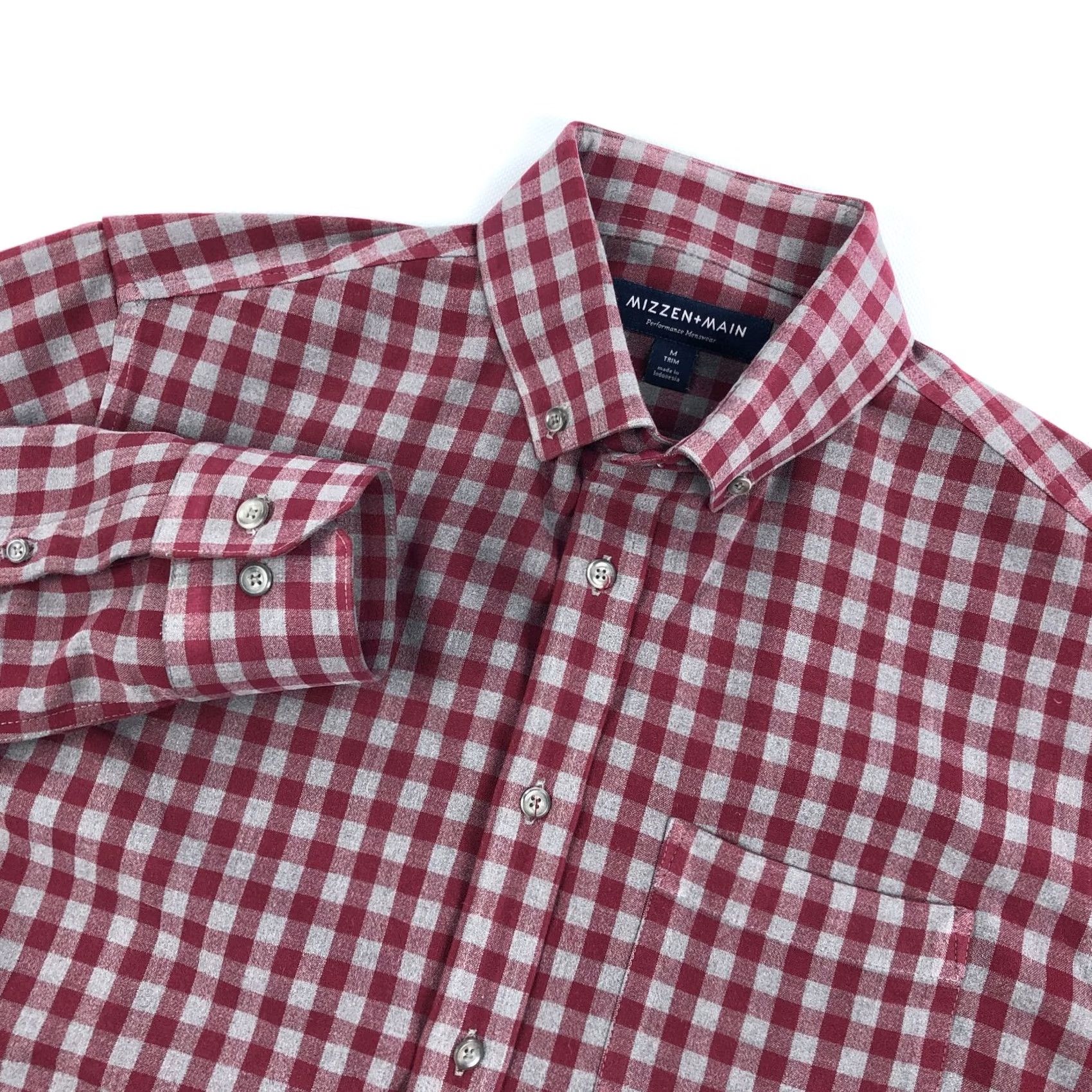 Mizzen+Main Mizzen + Main Button Shirt Mens M Trim Performance Flannel City Check Long Sleeve Red Autumn Spring Summer Size US M / EU 48-50 / 2 - 2 Thumbnail