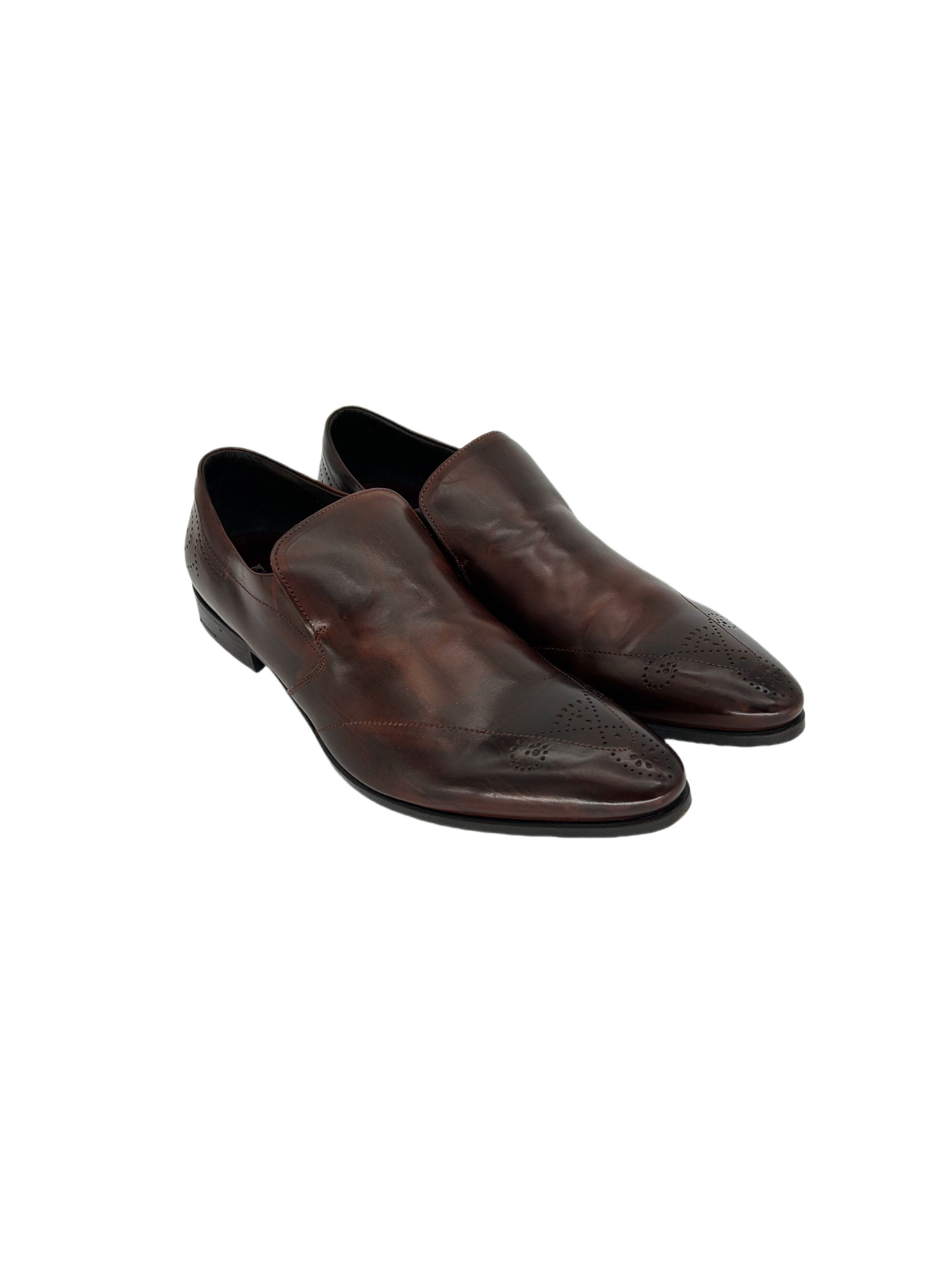 Prada Prada Brown burnished Leather Loafer With Brogue Detailing Size US 9 / EU 42 - 1 Thumbnail