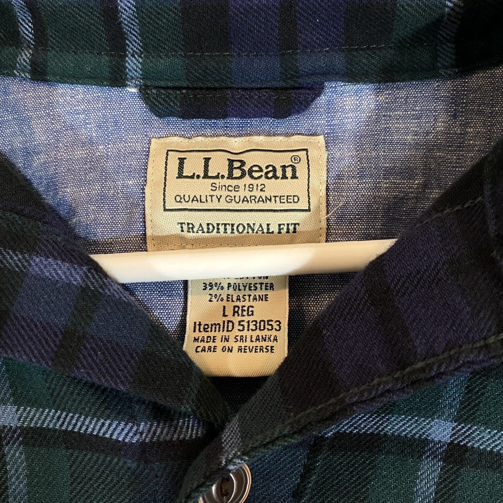 Vintage L.L. Bean Flannel Shirt Mens Large Regular Blue Green Plaid Long Sleeve Button-Up Size US L / EU 52-54 / 3 - 3 Thumbnail