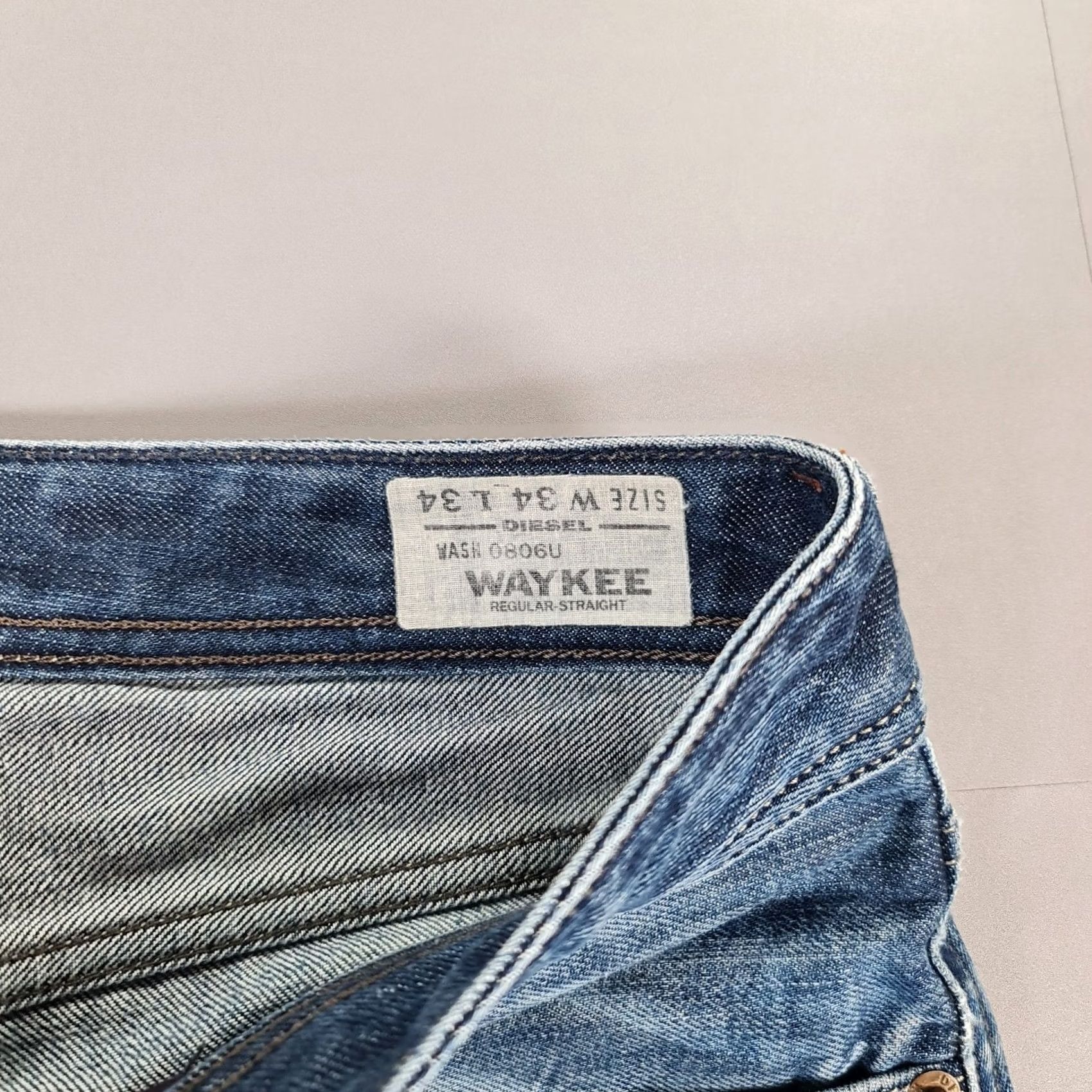 Diesel Diesel Jeans Blue Waykee Regular Straight Distressed Denim W34 L34 Button Fly 5-Pocket Mens Size US 34 / EU 50 - 5 Thumbnail