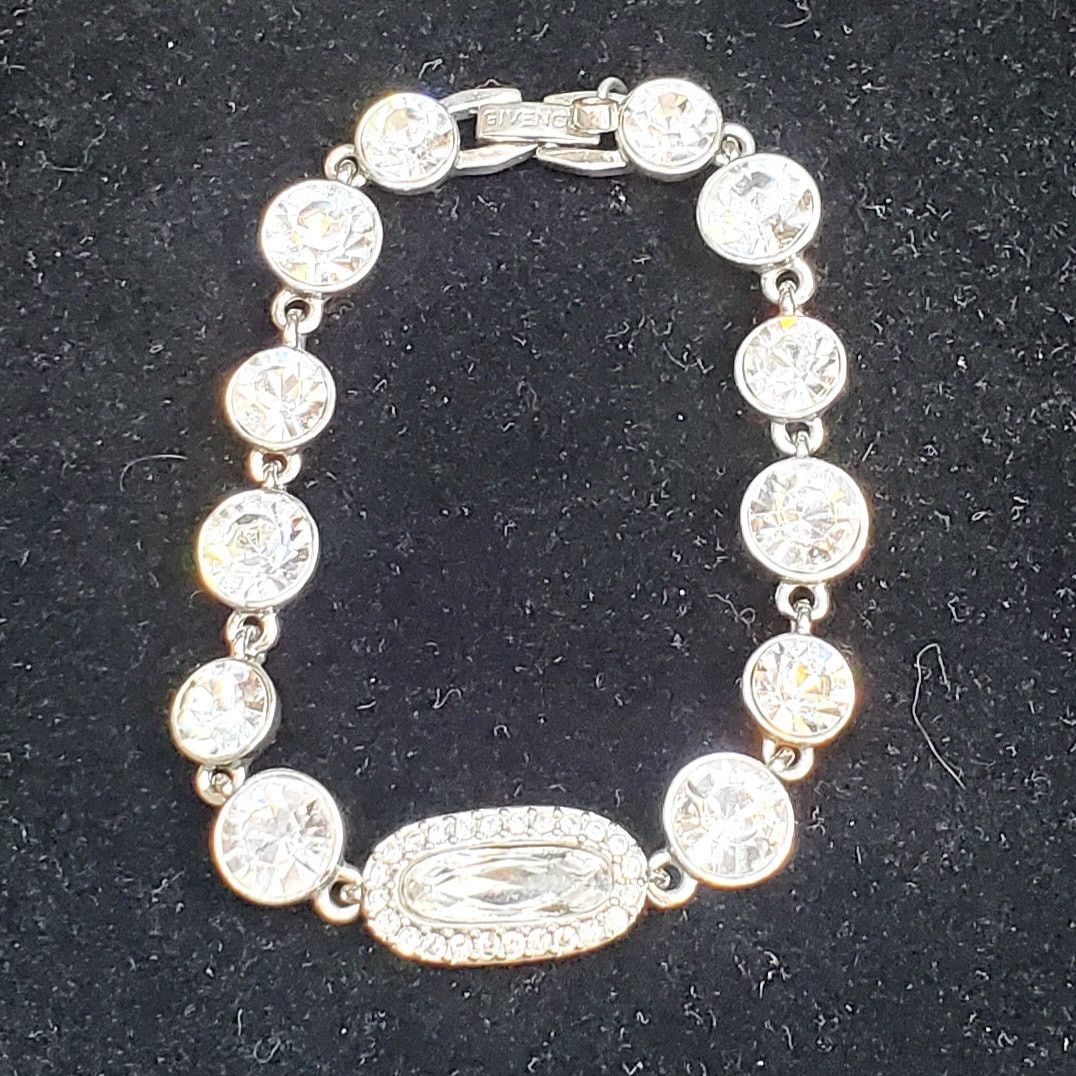Givenchy Givenchy Clear Rhinestone Silver Tone Bracelet 7" Signed Vtg Size ONE SIZE - 7 Thumbnail