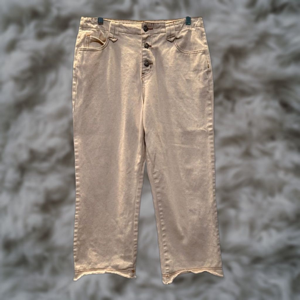 Vintage Five Star General Pants Womens 7/28 Beige Cropped Twill Button Fly Relaxed City Casual Womens Size 28" / US 6 / IT 42 - 1 Thumbnail