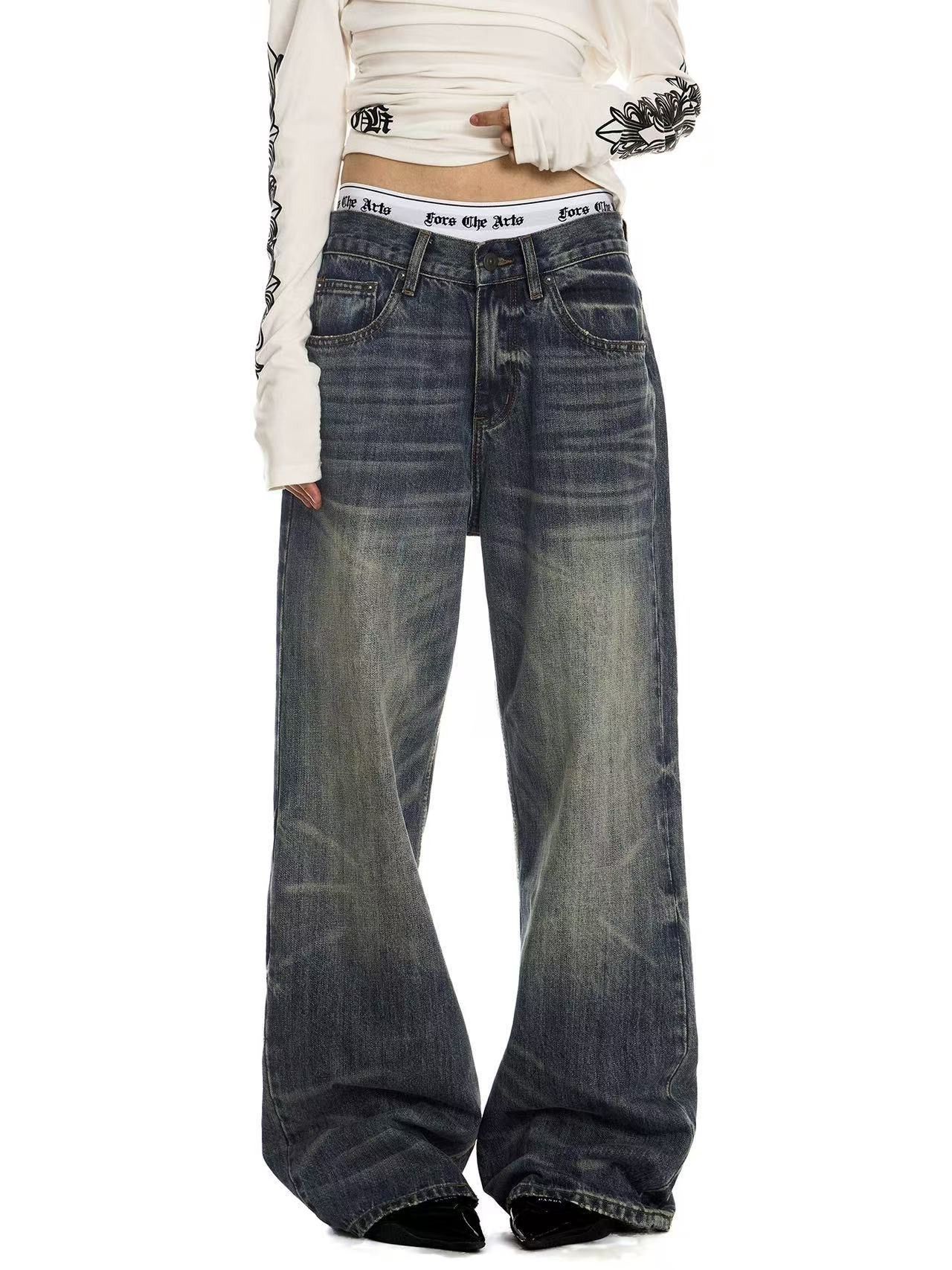 Japanese Brand American retro washed distressed straight leg jeans for men Size US 32 / EU 48 - 1 Thumbnail