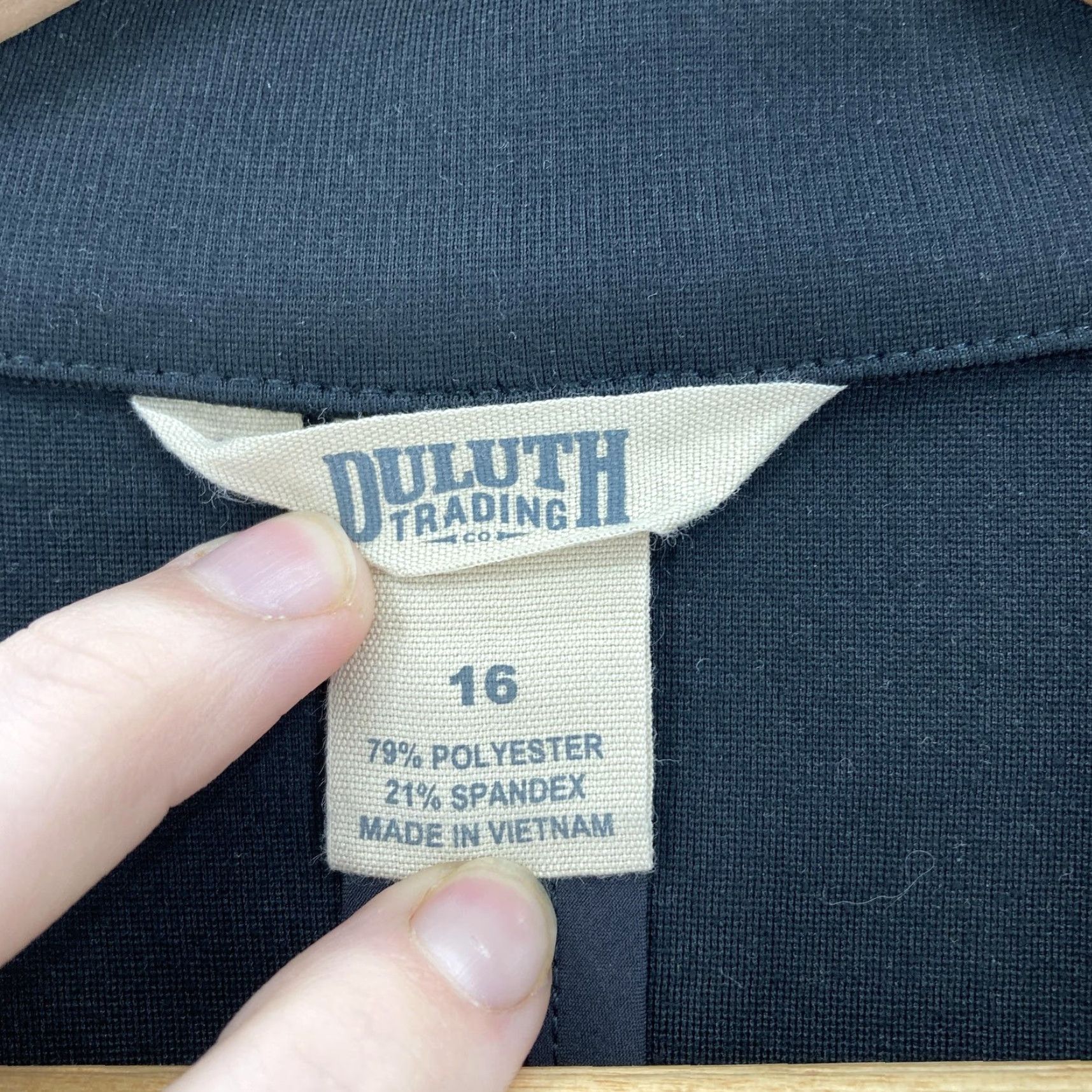 Duluth Trading Company Duluth Ponte Pro Blazer Womens 16 Black One Button Stretch Knit Work Jacket Hike Size XXL / US 16-18 / IT 52-54 - 4 Thumbnail