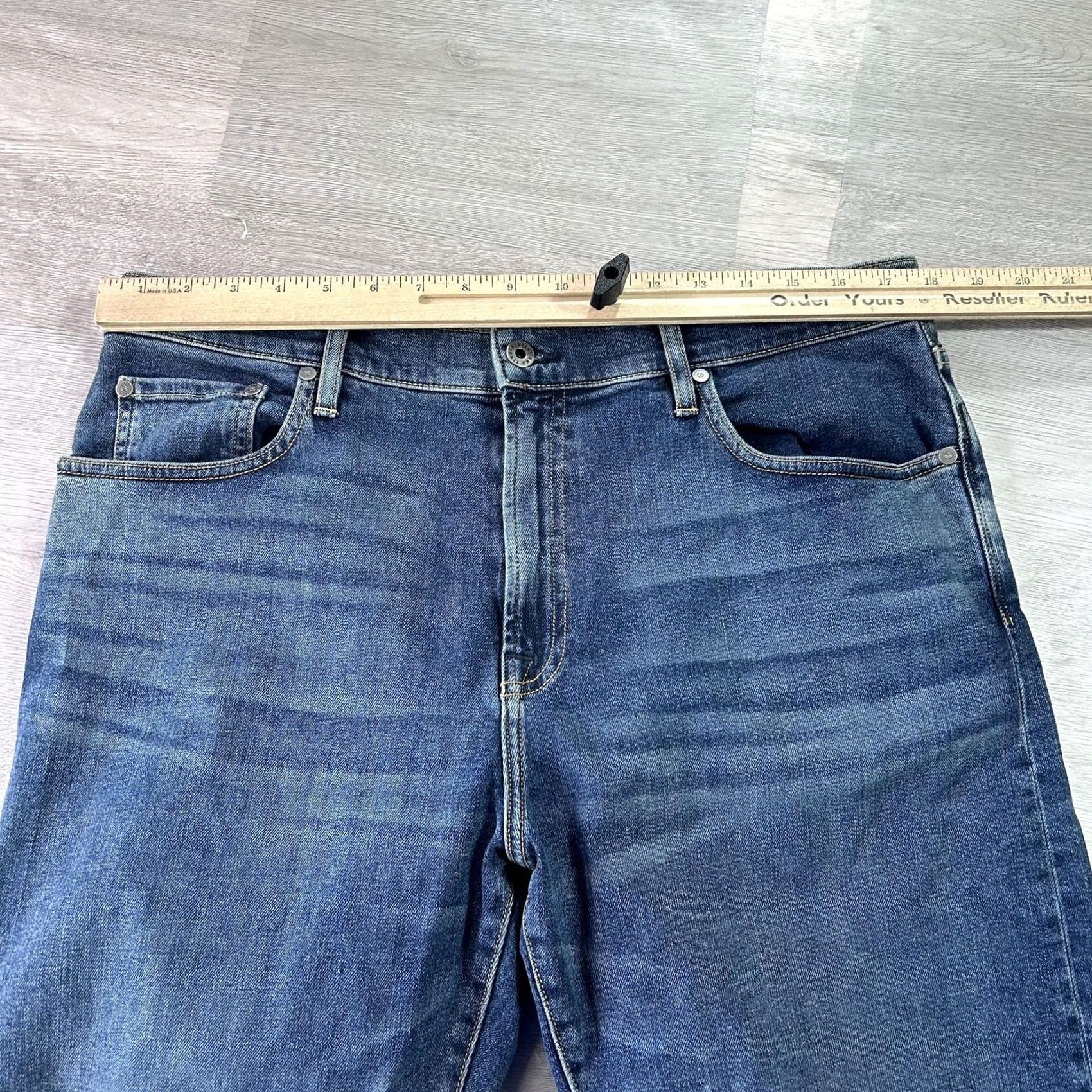 Flint And Tinder Flint and Tinder Jeans Mens 36x32 Blue Tapered Slim Stretch Denim Medium Wash Jeans Size US 36 / EU 52 - 6 Thumbnail