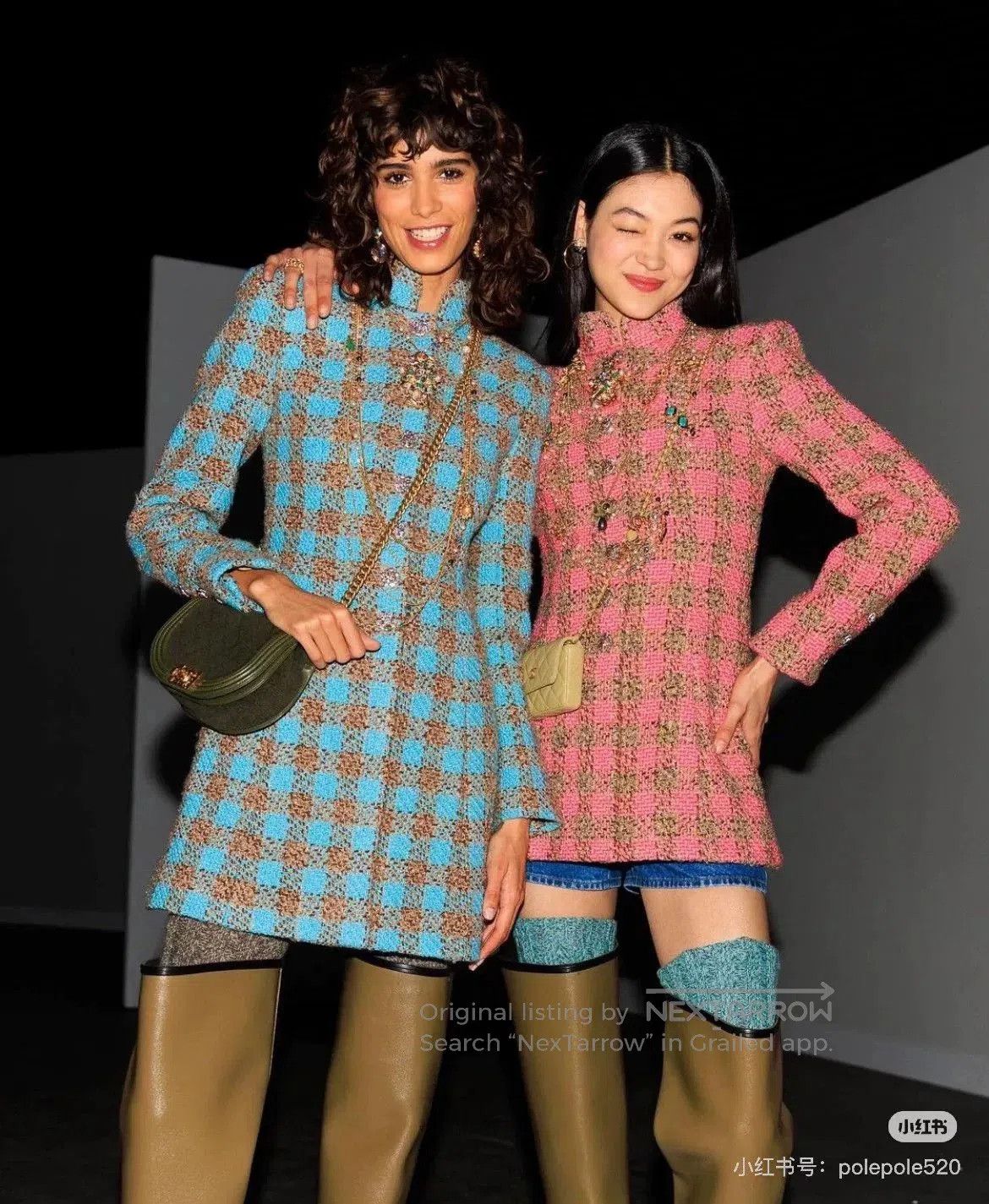 Chanel vintage chanel teal checkered dress coat. Size US M / EU 48-50 / 2 - 9 Thumbnail
