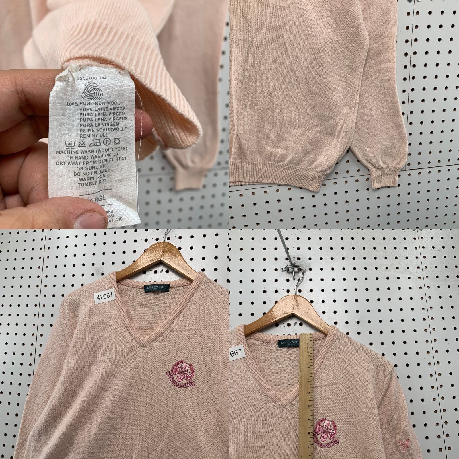 Lyle & Scott Lyle & Scott Wool Pullover Sweater Mens Large Pink V Neck Portstewart Scotland Size US L / EU 52-54 / 3 - 8 Thumbnail