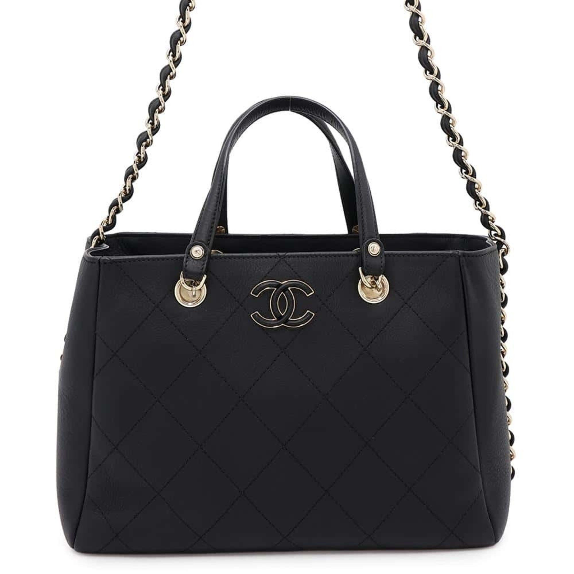 Chanel Tote Bag Matelasse Coco Mark Small Bullskin As0355 Chanel Black, Women's
