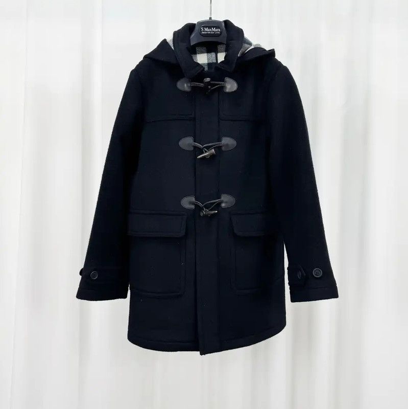 Burberry Burberry Black Wool Mid-Length Duffle Coat Size L / US 10 / IT 46 - 1 Thumbnail