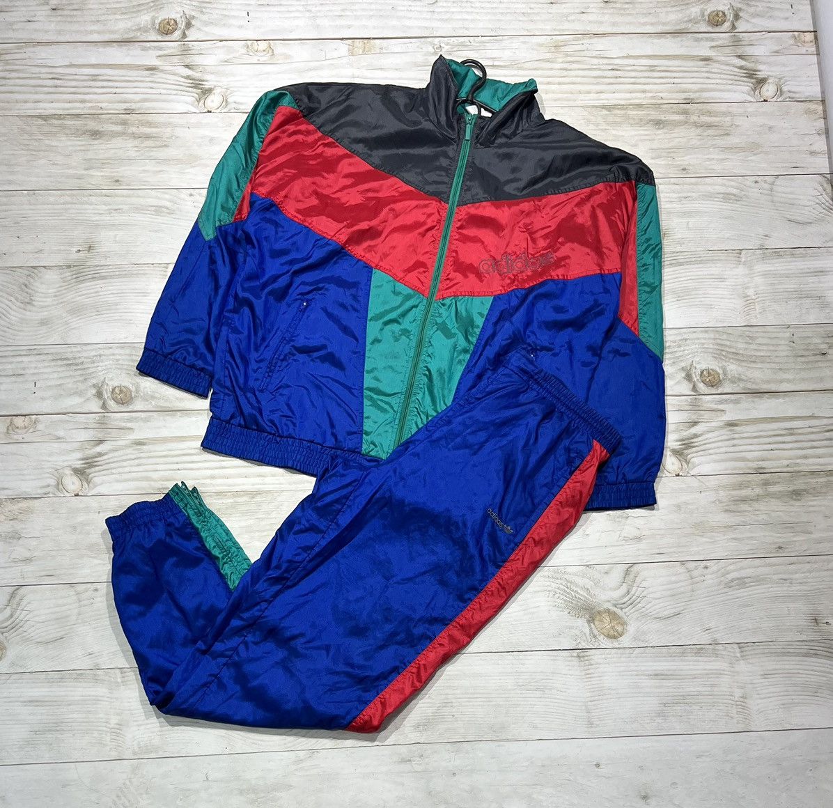Adidas Vintage Adidas Nylon Tracksuit Jacket Pants Big Logo Size US L / EU 52-54 / 3 - 1 Thumbnail