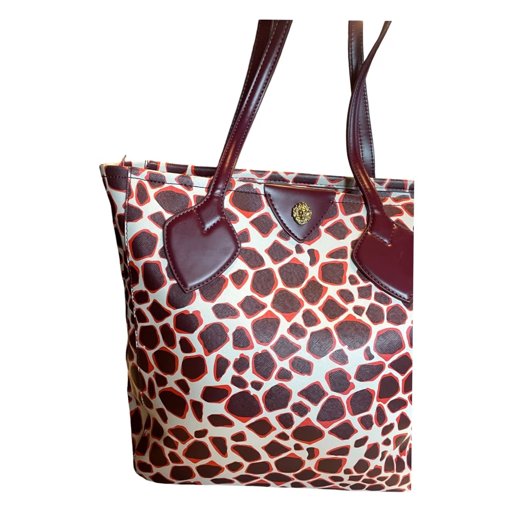 Anne Klein VINTAGE Anne Klein Giraffe Print Large Purse Shoulder Bag Brown Tote Women Size ONE SIZE - 3 Thumbnail