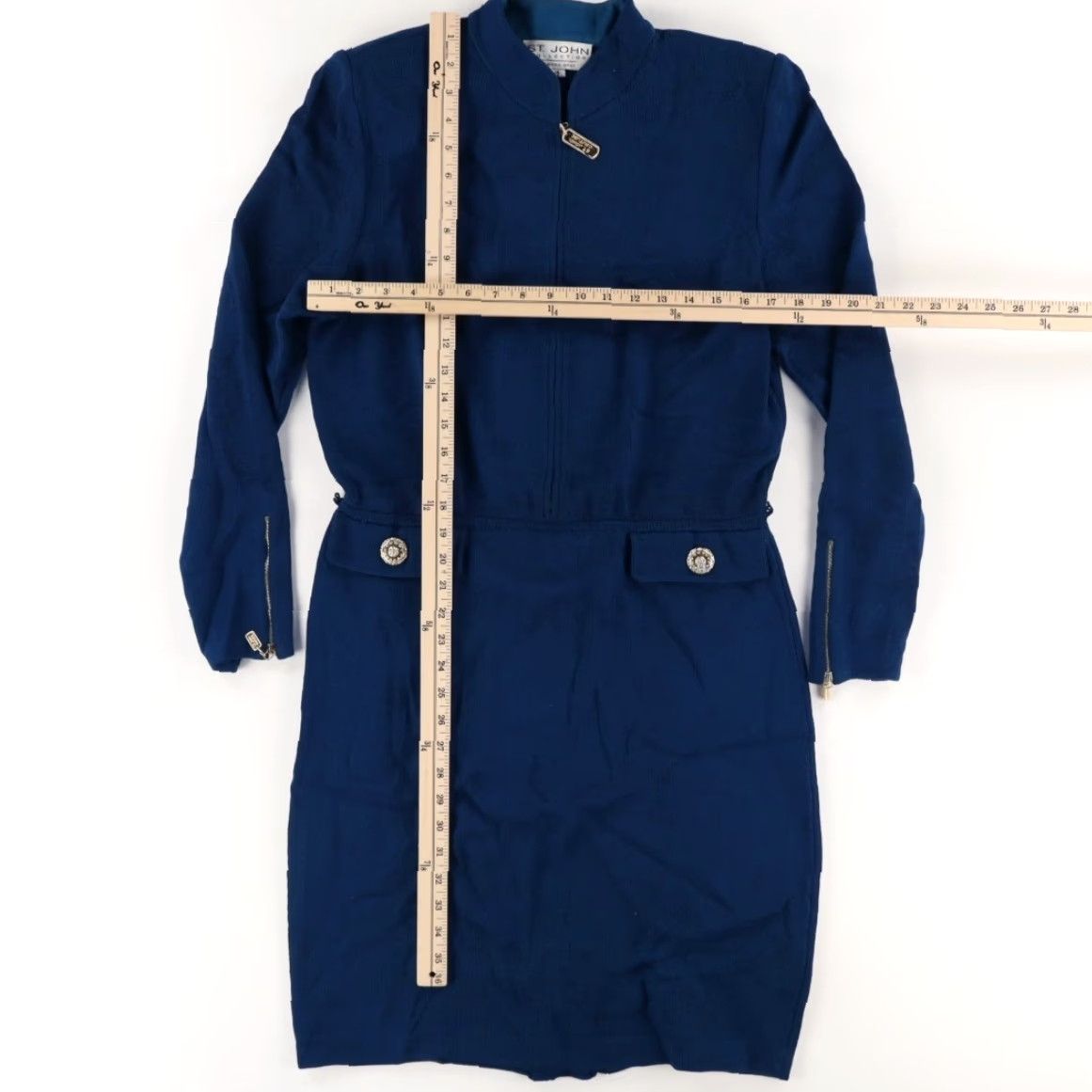 St. John St. John by Marie Gray Santana Knit Knee Length Dress Blue Women's 10 Shirt Dress Womens Size L / US 10 / IT 46 - 3 Thumbnail