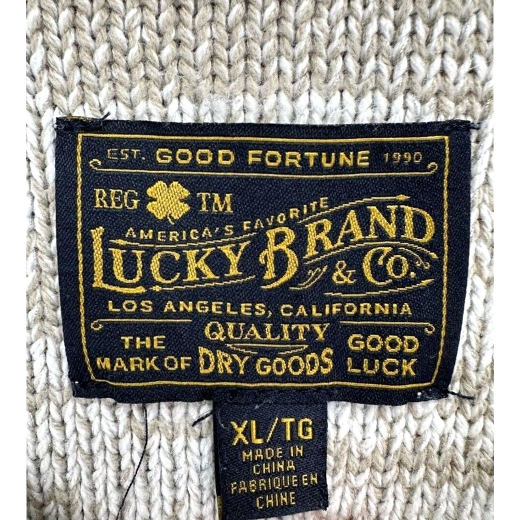 Lucky Brand Lucky Brand Sweater Pullover Quarter Zip Mock Neck Mens XL Knitted Solid Brown Tan Knit Size US XL / EU 56 / 4 - 4 Thumbnail