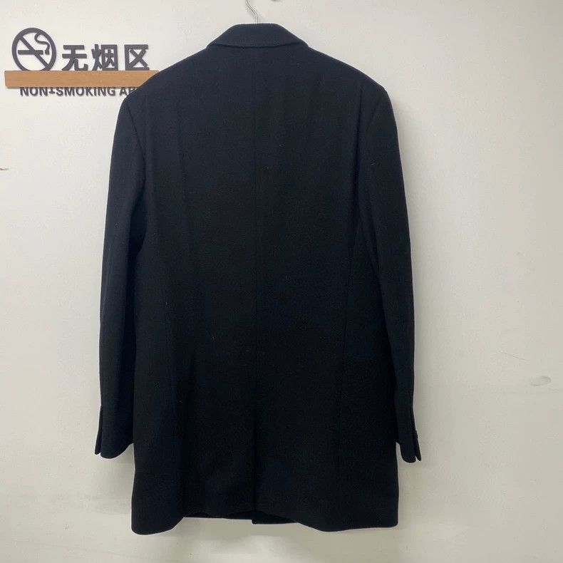 Versace Versace Black leather double-breasted wool coat coat Size US M / EU 48-50 / 2 - 2 Thumbnail