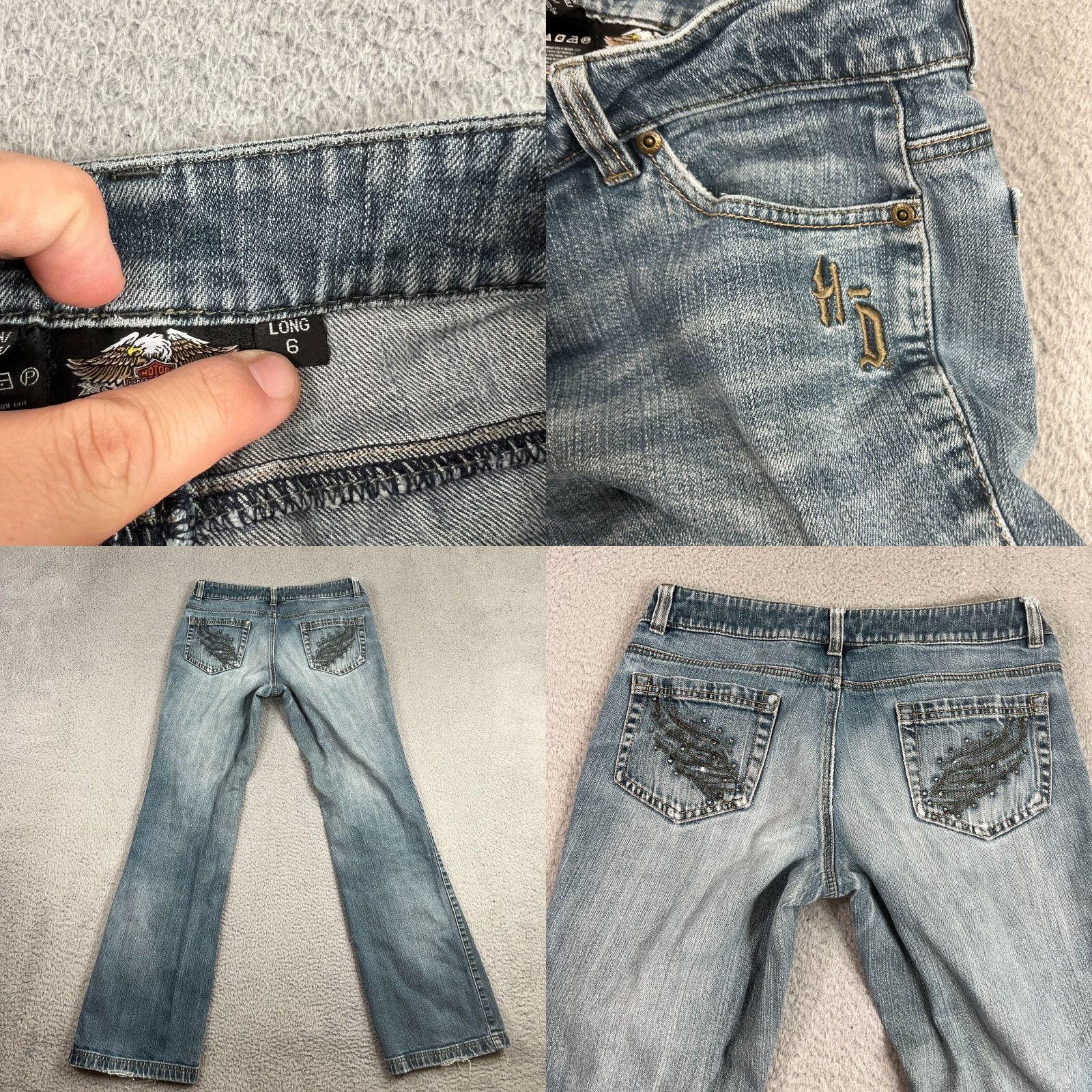 Harley Davidson VINTAGE Harley Davidson Jeans Women's 6 Bootcut Light Wash Blue Denim 90s Motorcycle Biker Size 28" / US 6 / IT 42 - 8 Thumbnail
