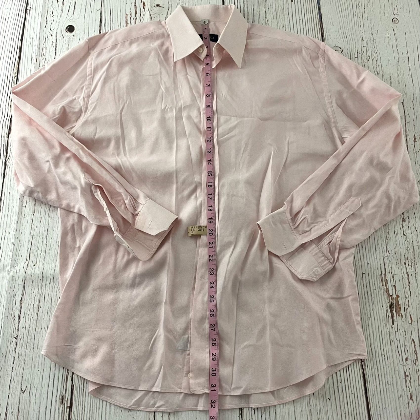 Canali Canali Shirt Button-Up Long Sleeve Pink 43 Mens Solid Italian 17 Vintage? Size US XL / EU 56 / 4 - 3 Thumbnail