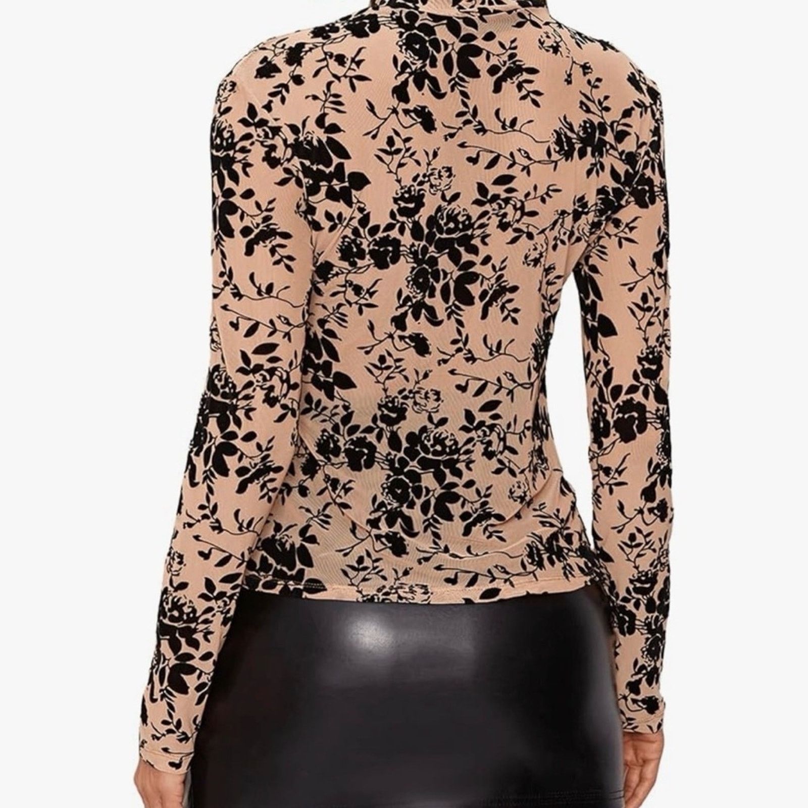 Other New Floral Black and Tan Long Sleeve Top size S Size S / US 4 / IT 40 - 3 Thumbnail