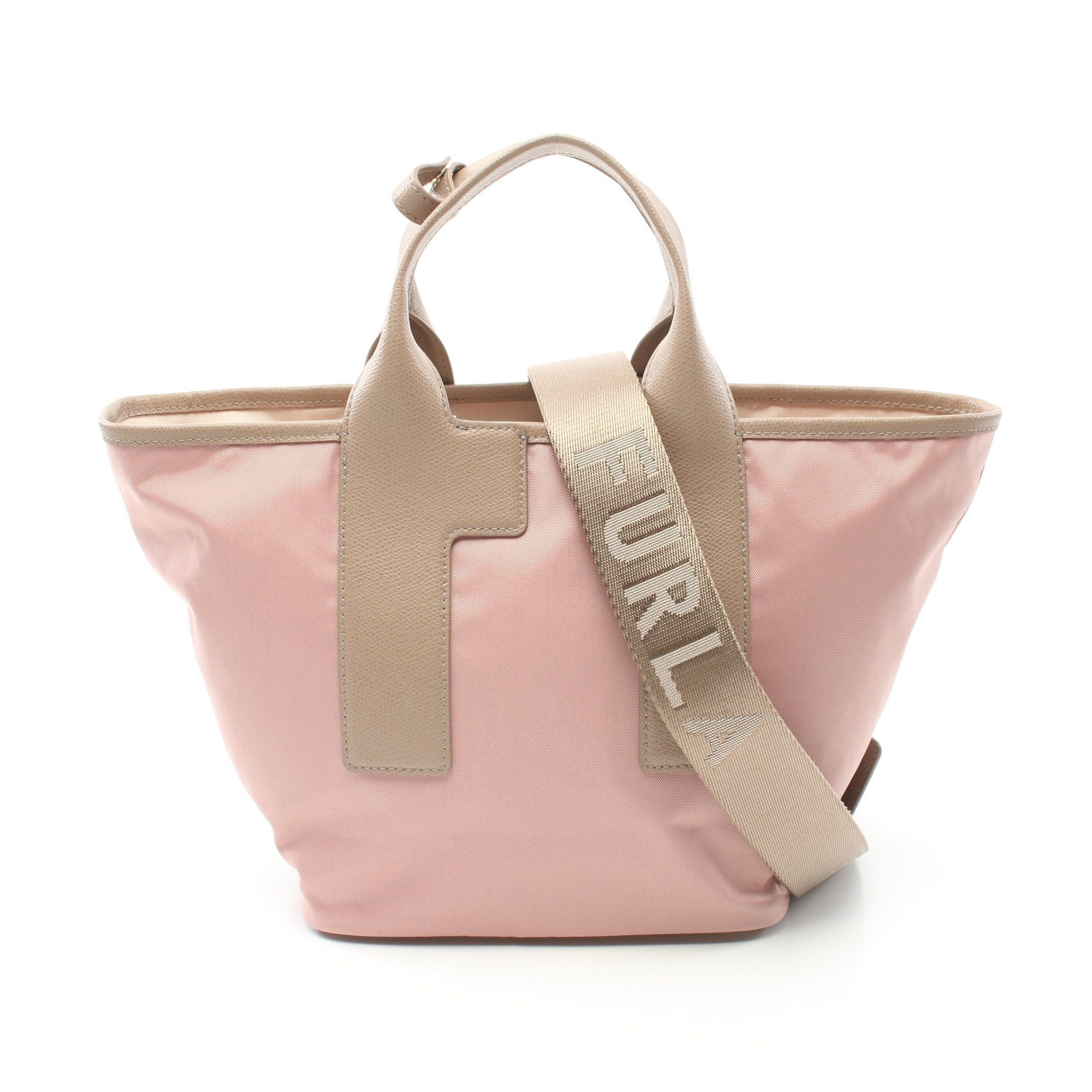 Furla Furla Piuma M Handbag Tote Bag Nylon Canvas Leather Pink Light Beige Gray Size ONE SIZE - 1 Thumbnail
