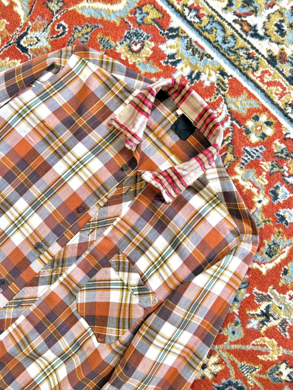 Vintage 80s Vintage Flannel Distressed Reconstructed Plaid Shirt Size US L / EU 52-54 / 3 - 2 Thumbnail