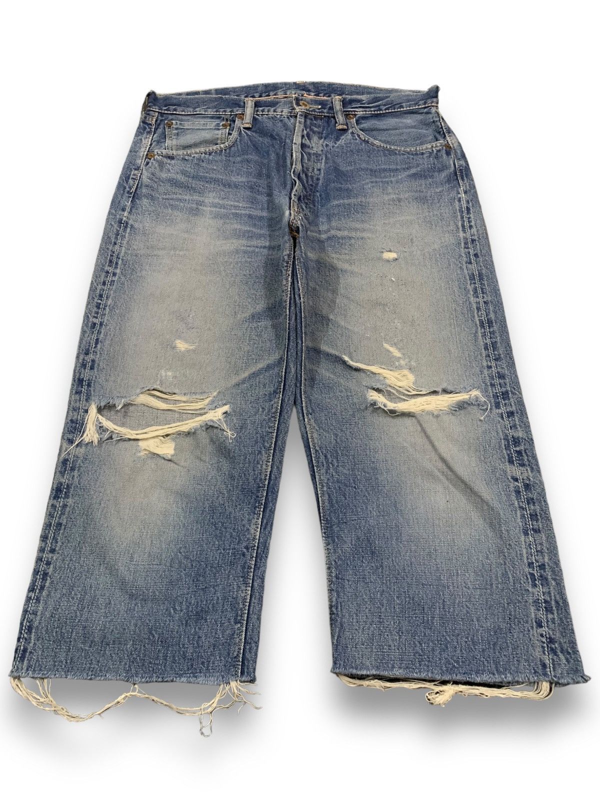 Sugar Cane Vintage 90s Warehouse & Co Selvedge Loose Distressed Jorts Size US 33 - 2 Thumbnail