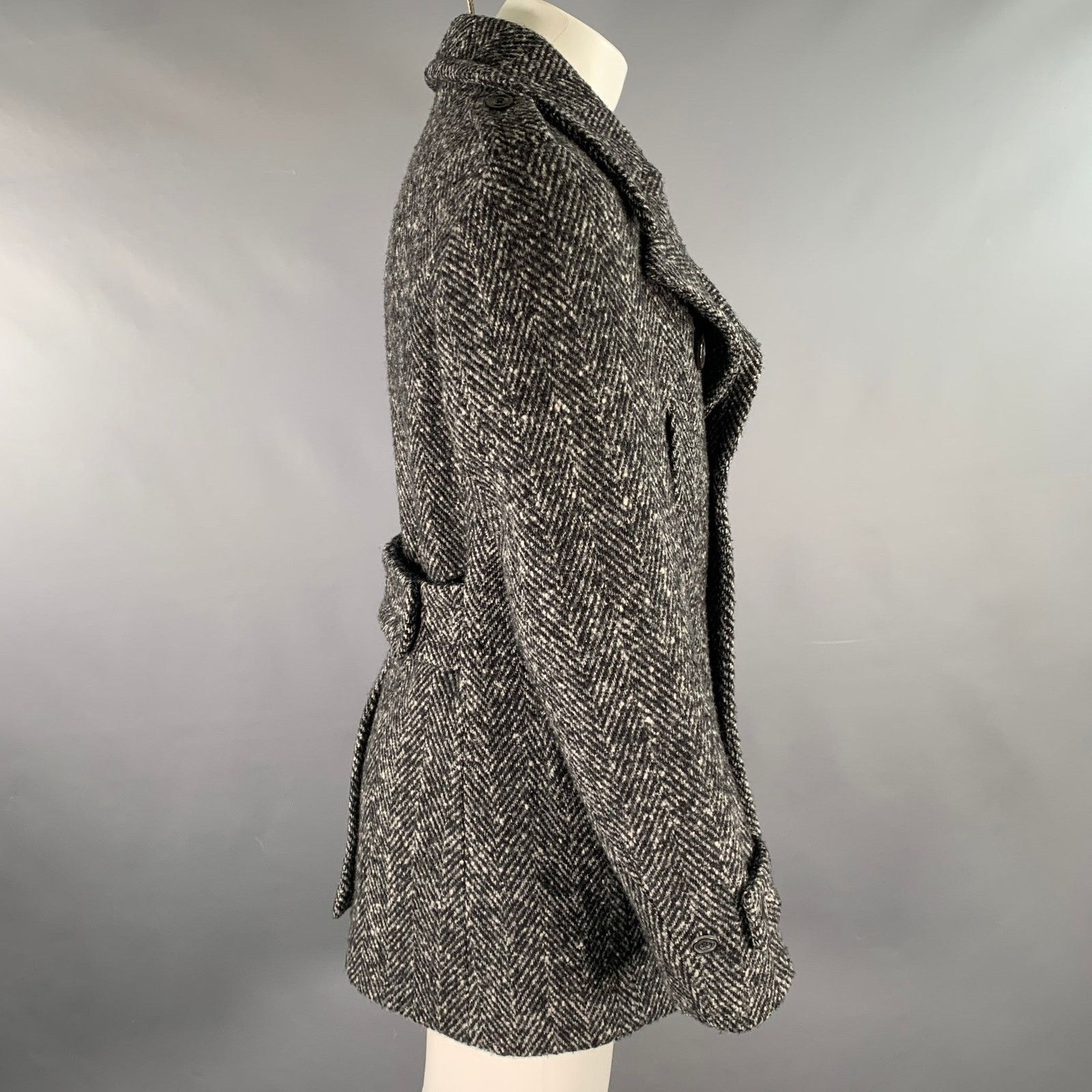 Lardini WOOSTER + LARDINI Herringbone Wool Peacoat Coat Size US S / EU 44-46 / 1 - 3 Thumbnail
