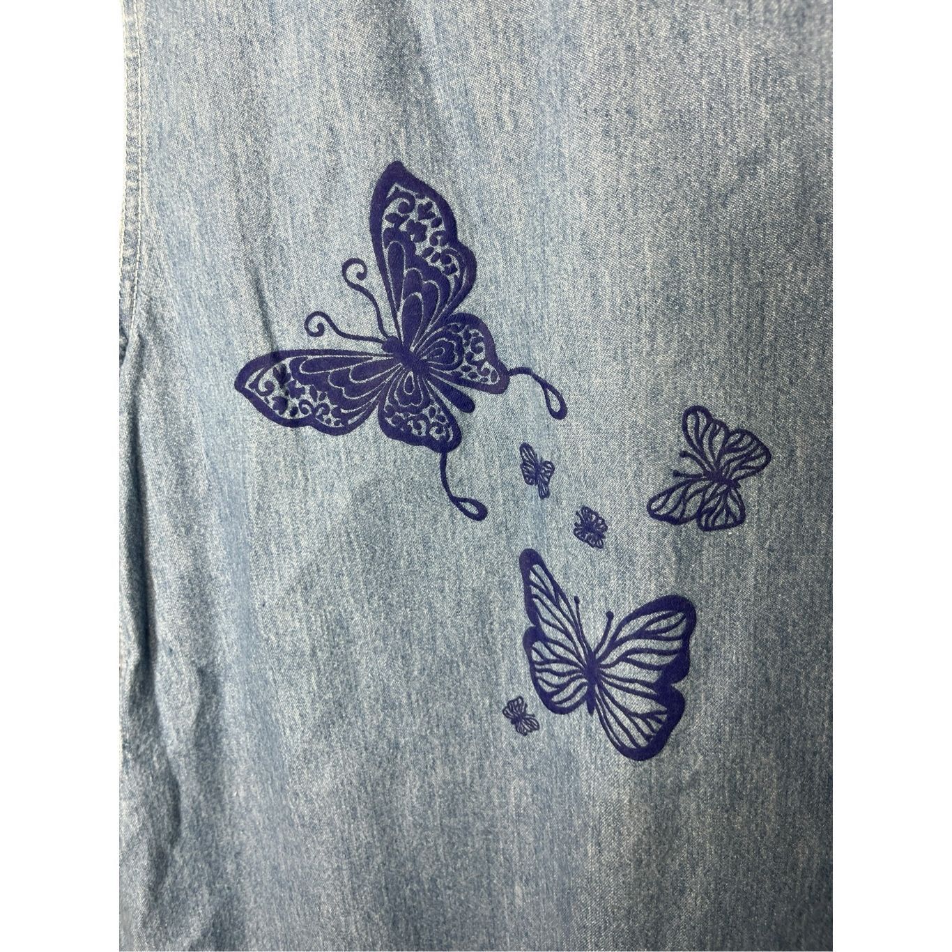 Other Vintage Beth & Me Y2K Denim Butterfly Print Jumper Dress Siz Size M / US 6-8 / IT 42-44 - 4 Thumbnail