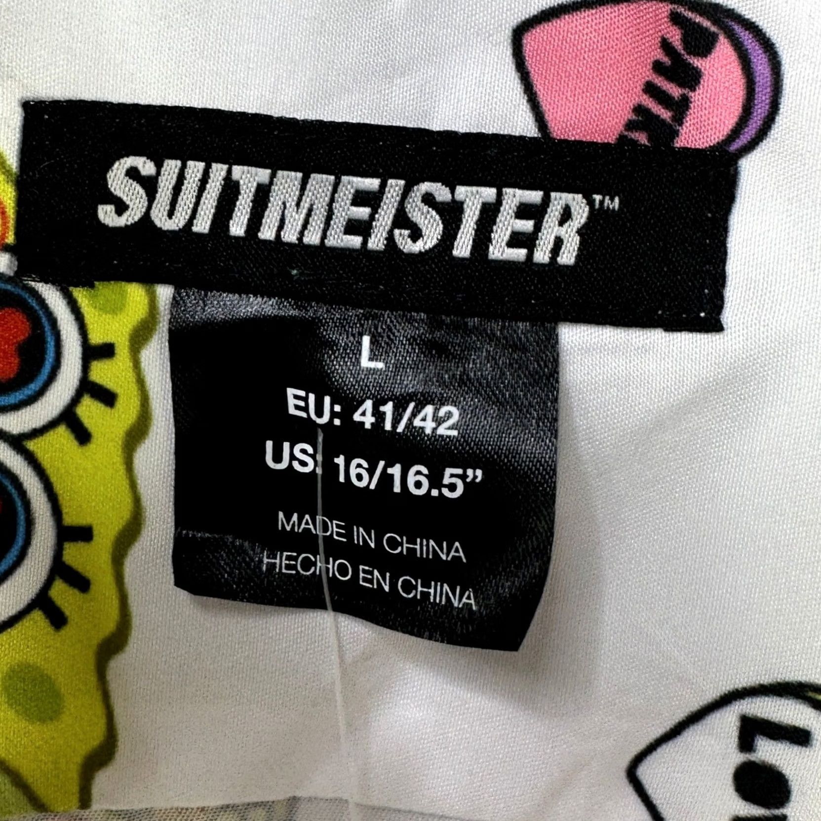 Vintage Suitmeister Mens Sponge Bob Dress Shirt Large 16-16.5 White Yellow Button Up NEW Size 42R - 5 Thumbnail