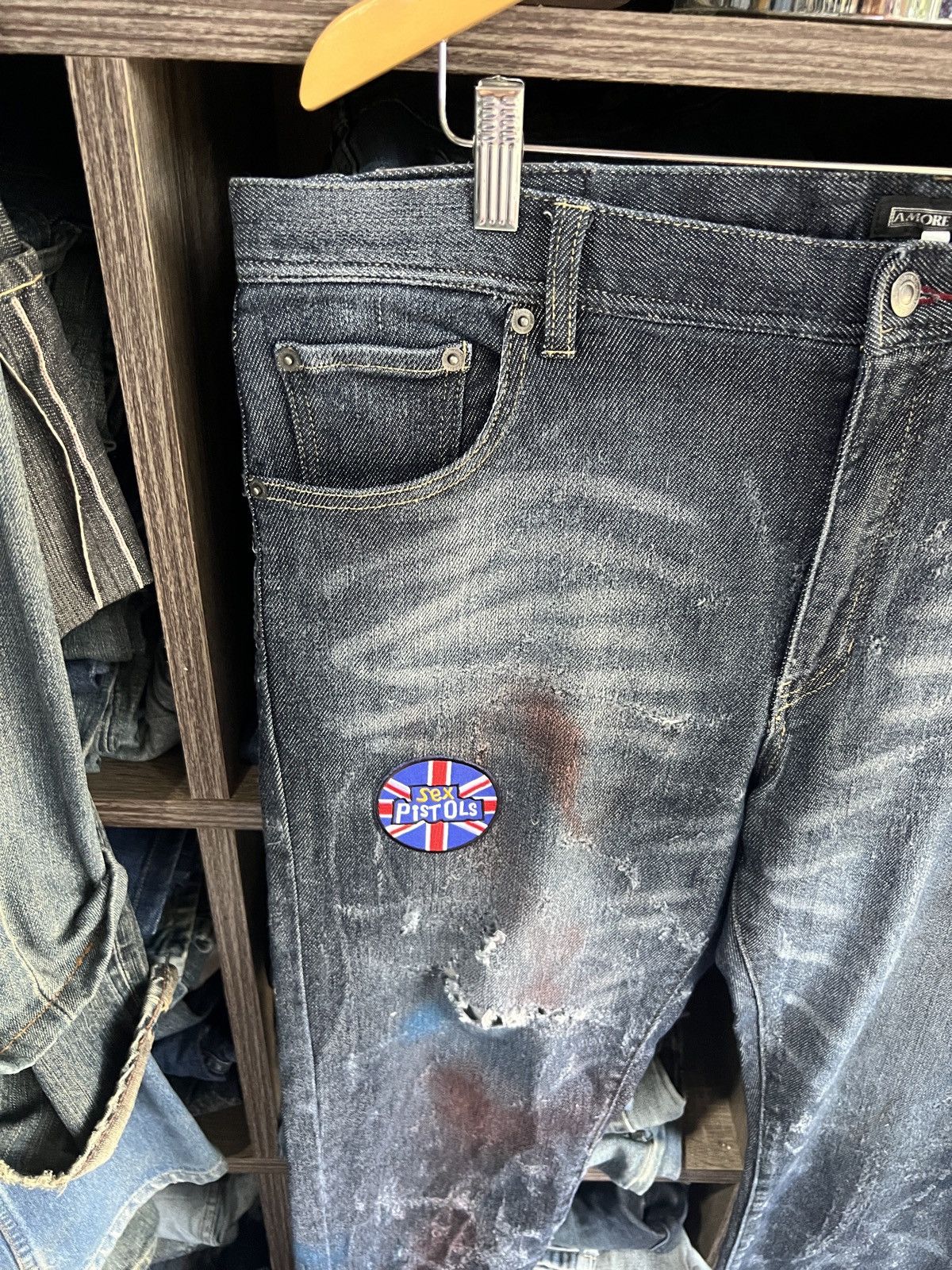 Other 🔥Amore Puro Sex Pistols Patch Distressed Denim Size US 40 / EU 56 - 5 Thumbnail