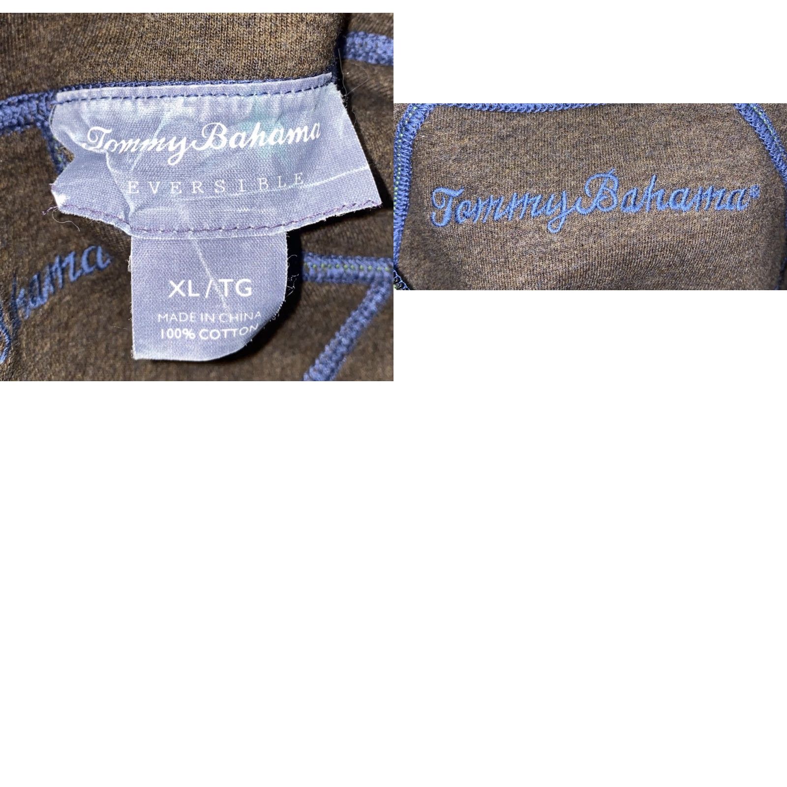 Tommy Bahama Tommy Bahama Sweater Reversible 1/2 Zip Pullover Mens XL Blue/Brown Cotton Shirt Size US XL / EU 56 / 4 - 8 Thumbnail