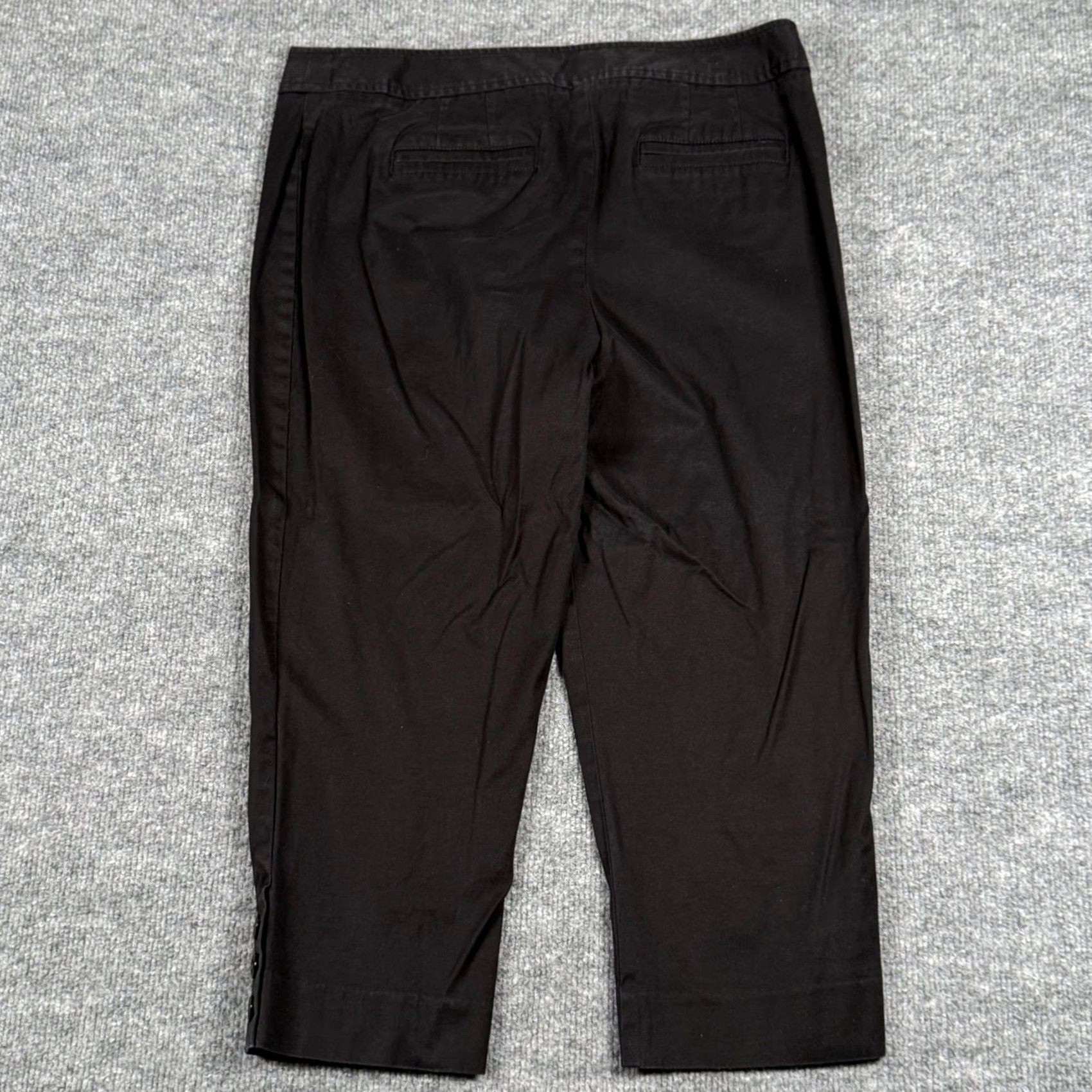 Talbots Talbots Petite Perfect Skimmer Capri Pants Black Button Hem Mid Rise 33 in 20 in Inseam Cotton Spandex Twill Casual Workwear Womens Pants Size 32" / US 10 / IT 46 - 3 Thumbnail