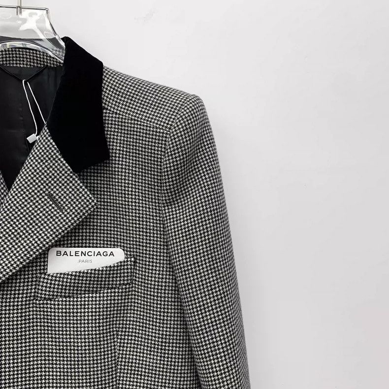 Balenciaga Balenciaga size 46 Color-block houndstooth wool lapel long Size S / US 4 / IT 40 - 3 Thumbnail