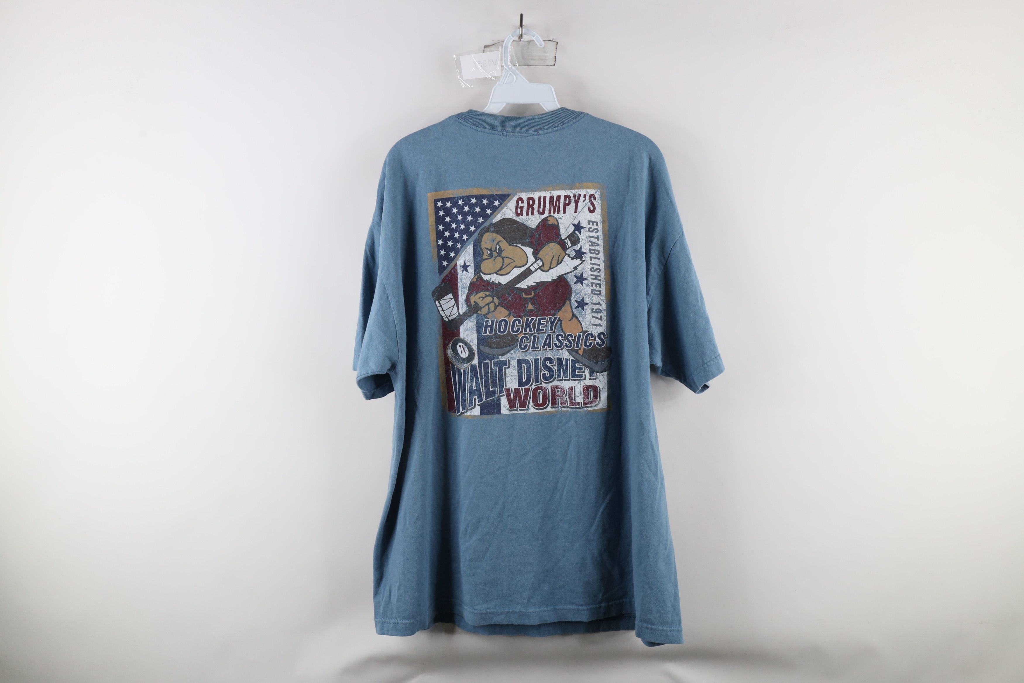 Disney × Vintage Vintage 90s Disney White Grumpy Dwarf Hockey T-Shirt Blue Size US XL / EU 56 / 4 - 9 Thumbnail
